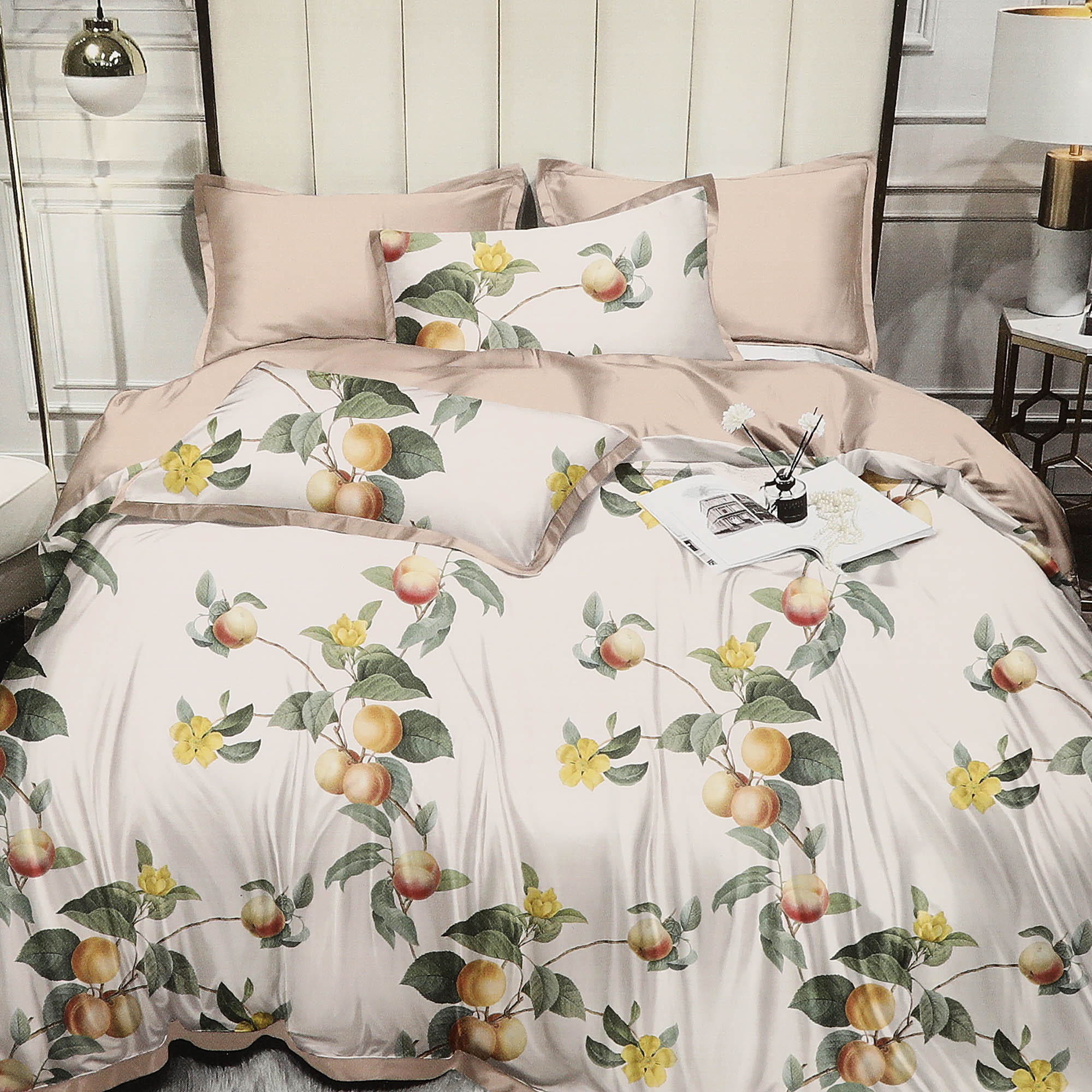 Комплект постельного белья Wonne Traum Elegance Apple garden cream Двуспальный комплект для вьющихся растений green apple glscl 1 60x180 см