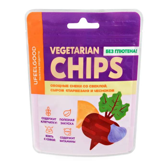 Чипсы Ufeelgood вегетерианские пармезан-чеснок, 50 г чипсы ufeelgood вегетерианские свекла пармезан 50 г