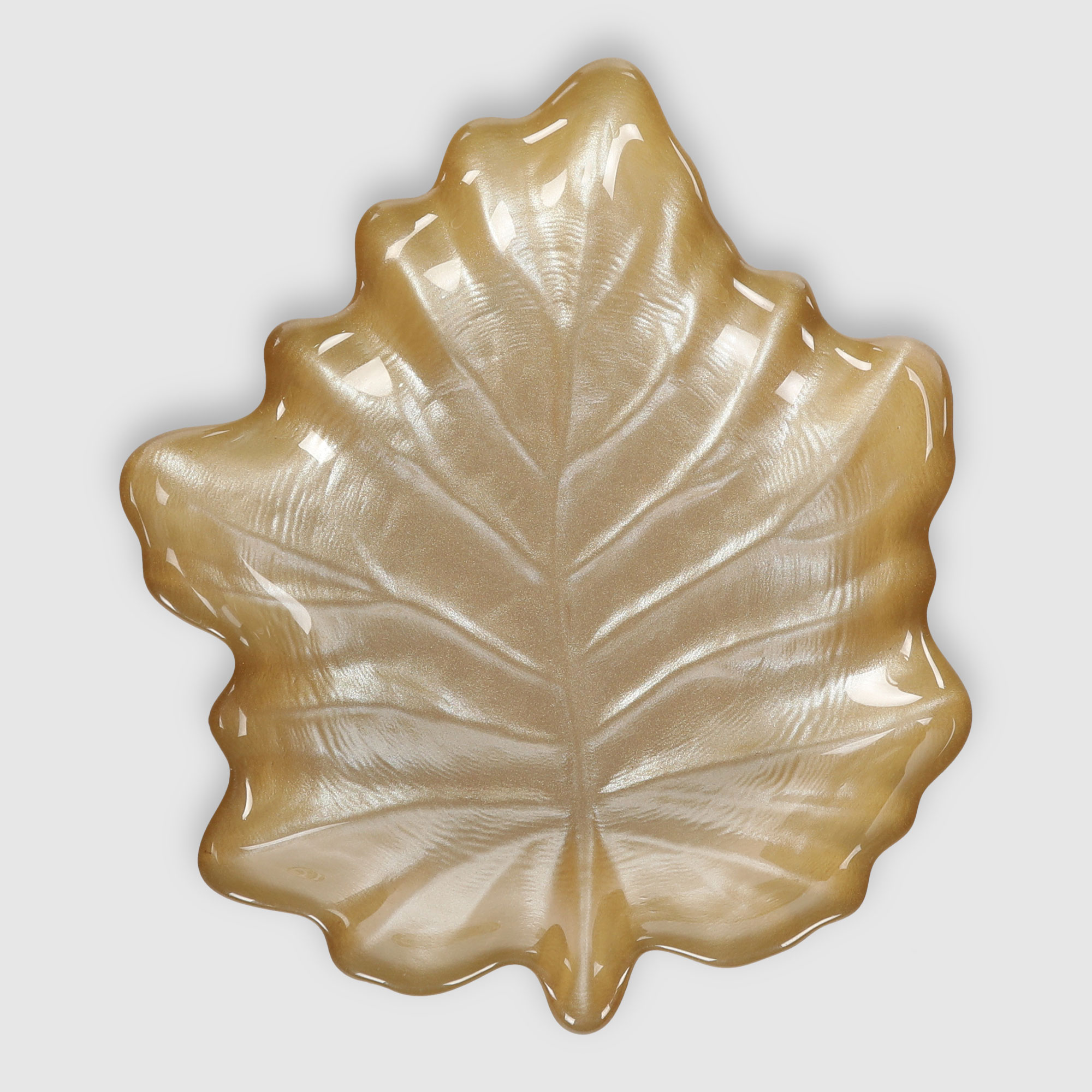 Блюдо ArdaCam Leaves жёлтый метал 14,5х12,5 см