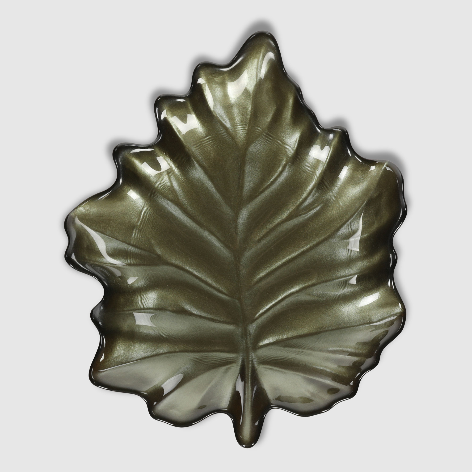 Блюдо ArdaCam Leaves зелёный метал 21,5х18,5 см