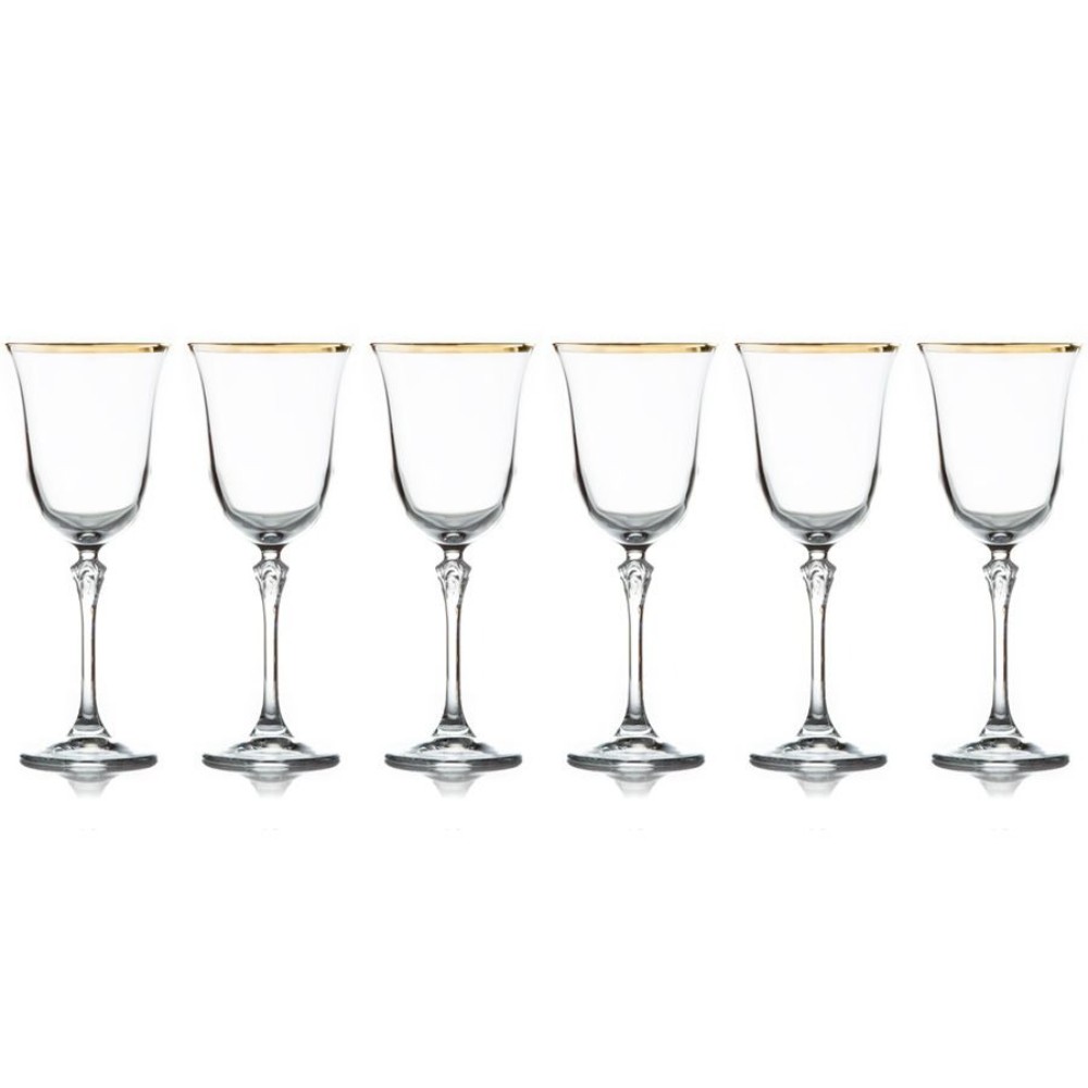 Набор бокалов для вина Lareine Gemma золото 225 мл 6 шт, цвет прозрачный - фото 1
