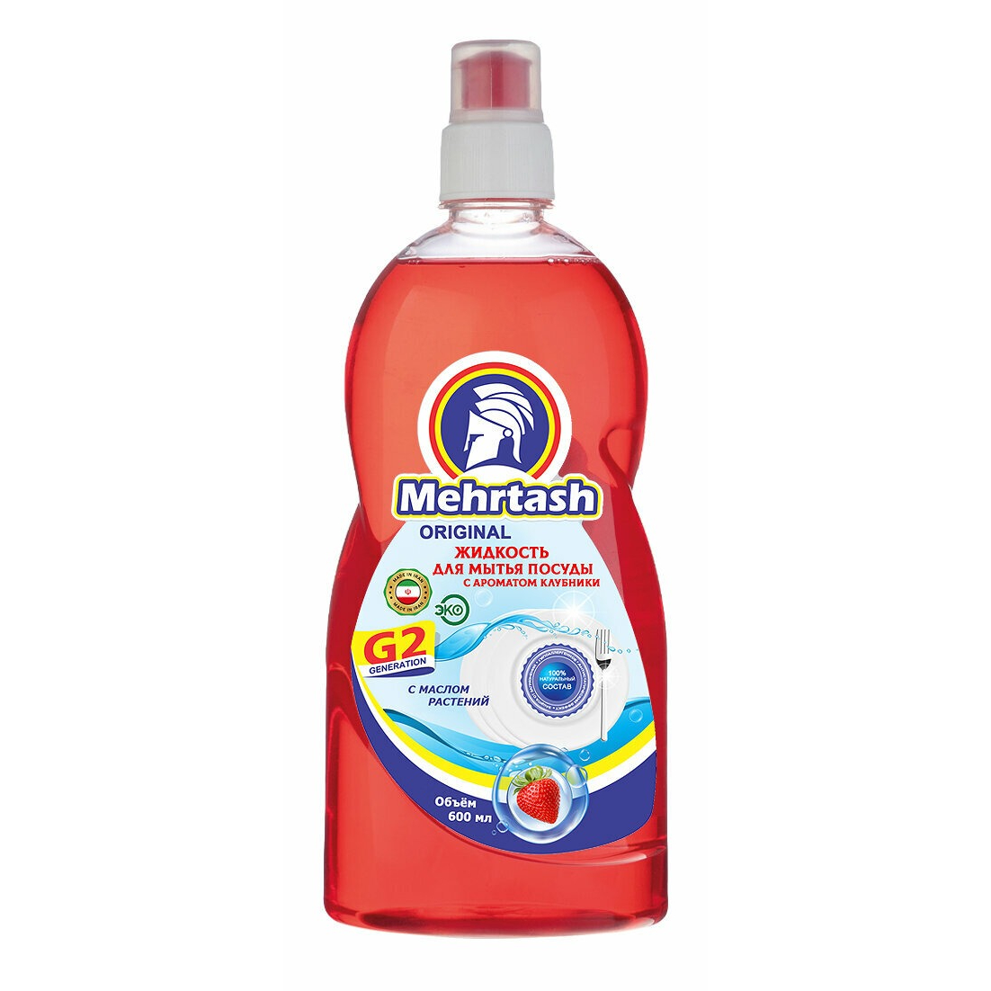 Жидкость для мытья посуды Mehrtash с ароматом клубники 600 мл ёршик для мытья детских бутылочек