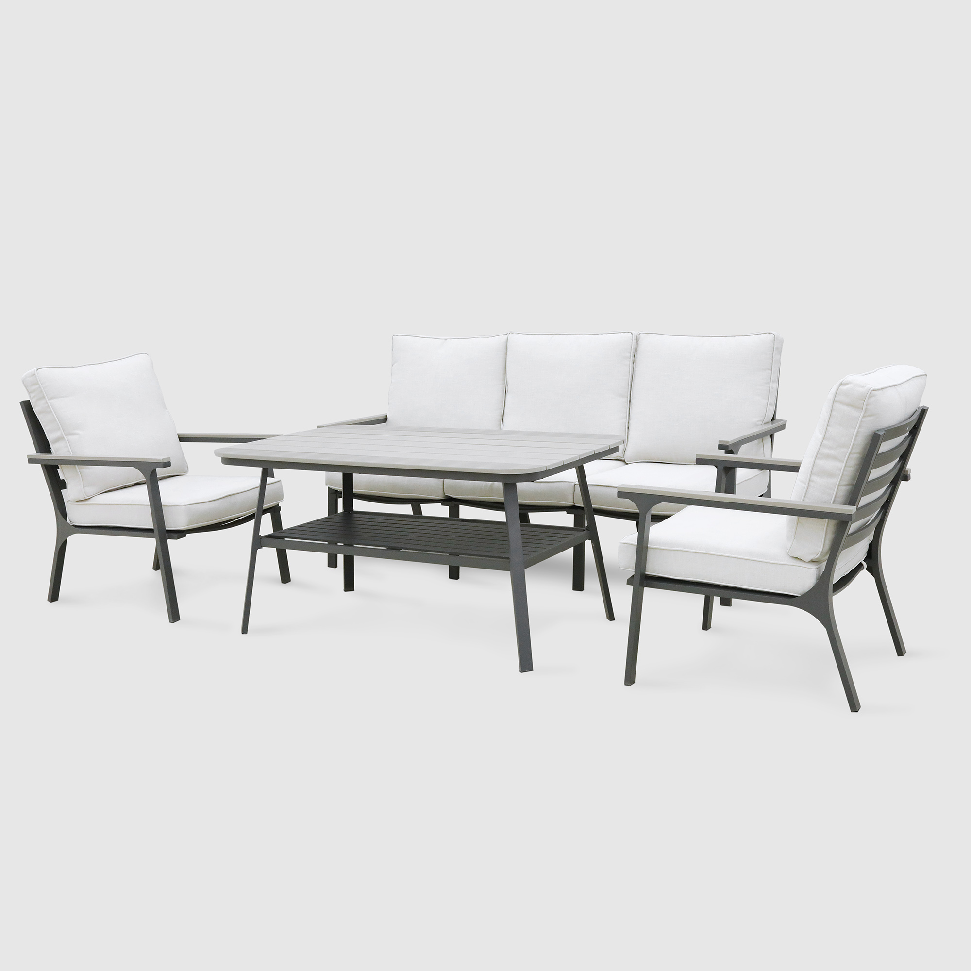 Комплект мебели Greenpatio серый с белым 4 предмета шезлонг greenpatio 200х71х38 см искусственный ротанг