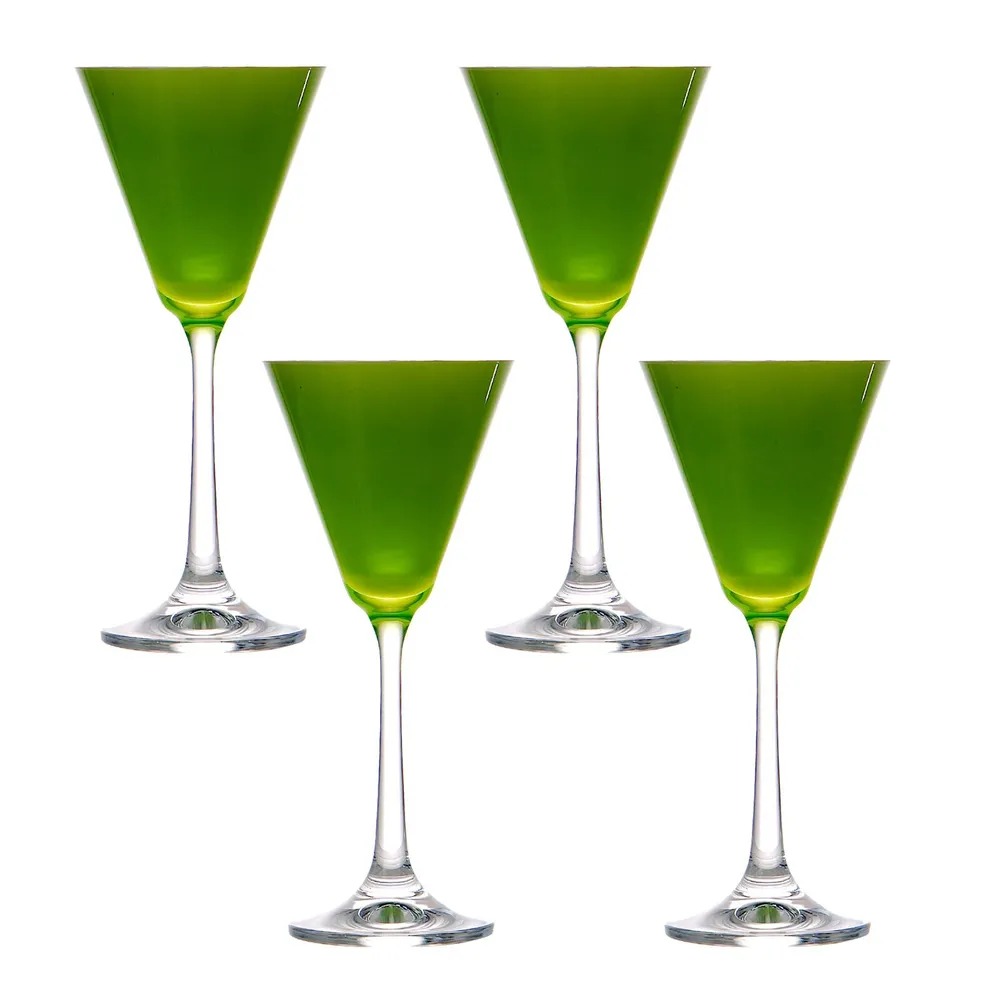 Набор бокалов Crystalex Пралине для мартини зеленый 90 мл 4 шт набор бокалов для коктейля crystalex пралине 4 шт