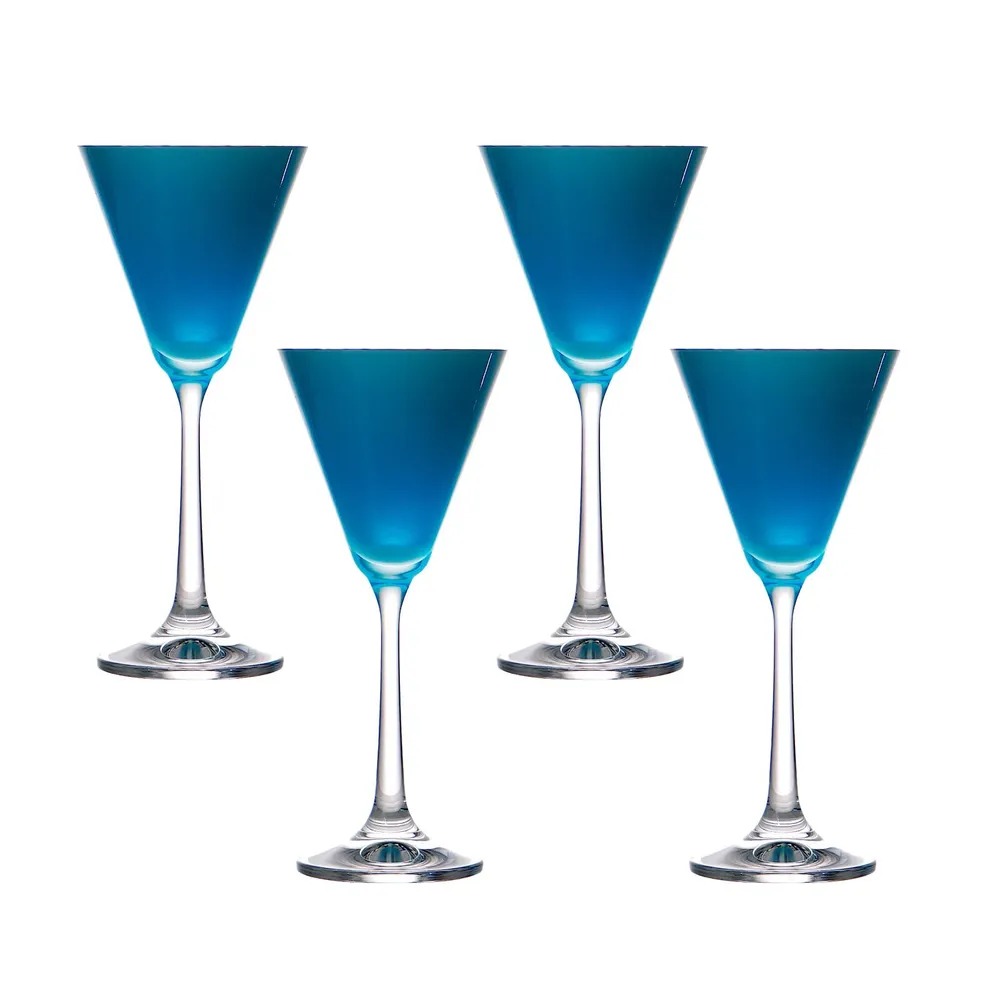 Набор бокалов Crystalex Пралине для мартини голубой 90 мл 4 шт
