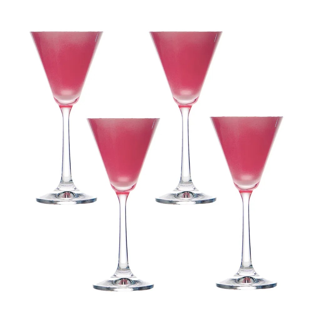 Набор бокалов Crystalex Пралине для мартини розовый 90 мл 4 шт набор бокалов для коктейля crystalex пралине 4 шт