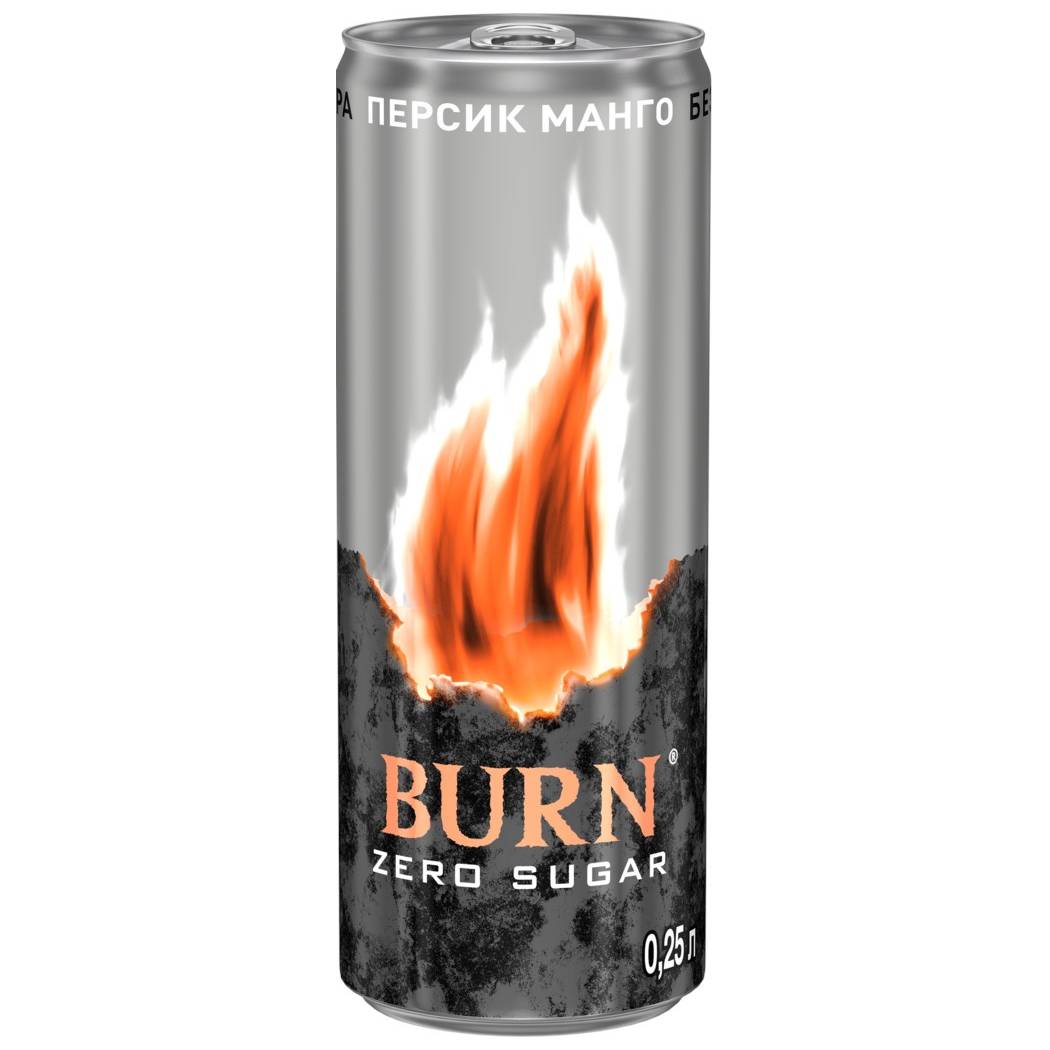 Напиток энергетический Burn персик-манго Zero 0,25 л энергетический напиток burn 0 25 л