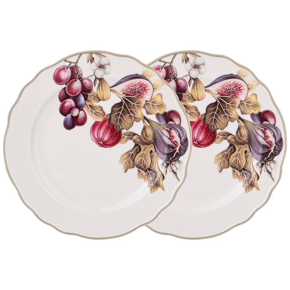 Набор закусочных тарелок Lefard Village 85-1884 инжир 20,5 см 2 шт, цвет белый - фото 1