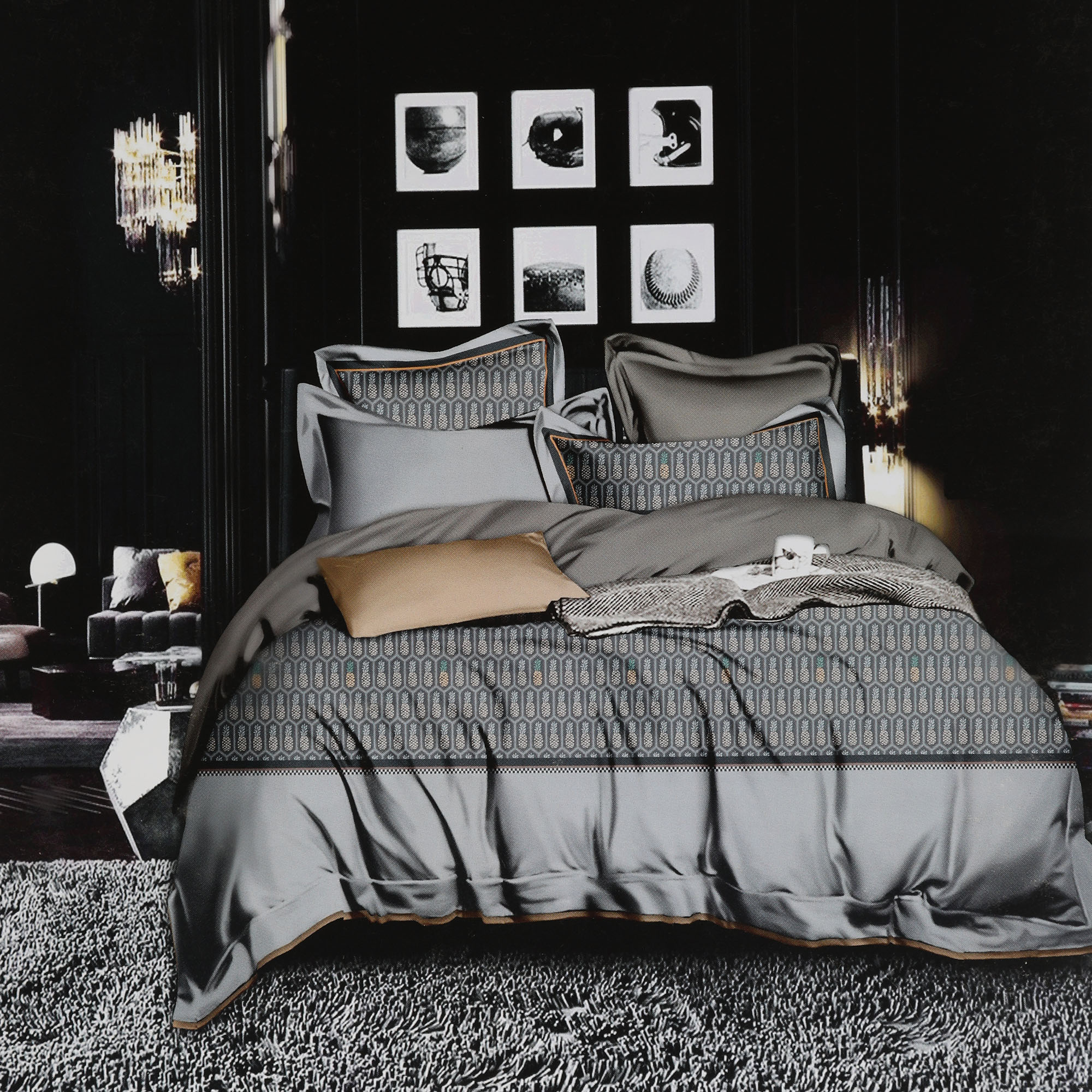 Комплект постельного белья Wonne Traum Elegance Edward grey Полуторный, цвет серый, размер Полуторный