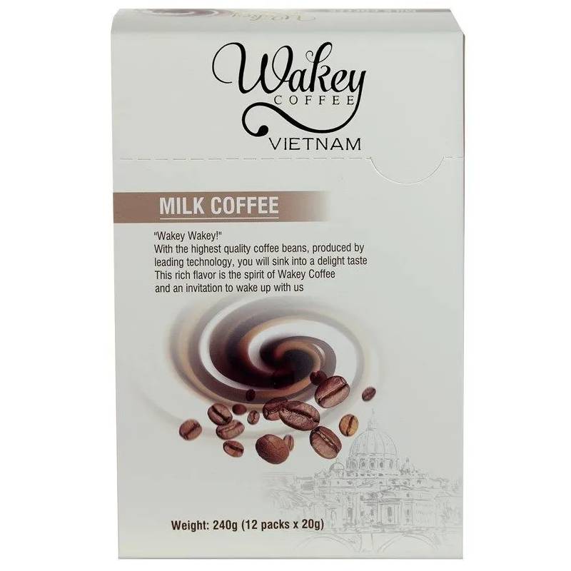 Кофе Wakey растворимый с молоком, 12 x 20 г кофе растворимый 3 в 1 петровская слобода пломбир 18 г 25 пакетиков