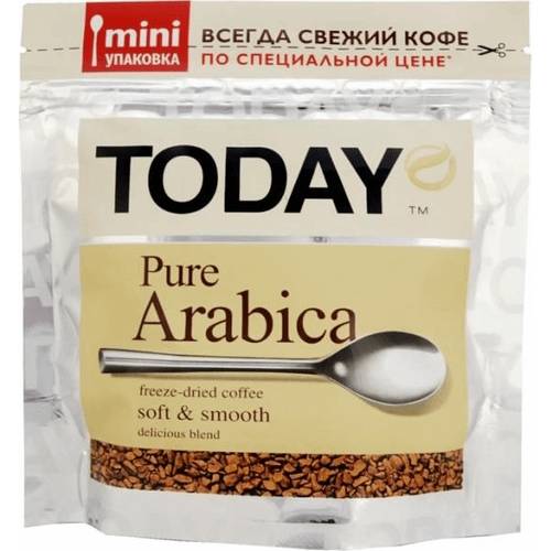 Кофе расворимый Today Pure arabica 37,5 г кофе растворимый 3 в 1 петровская слобода пломбир 18 г 25 пакетиков