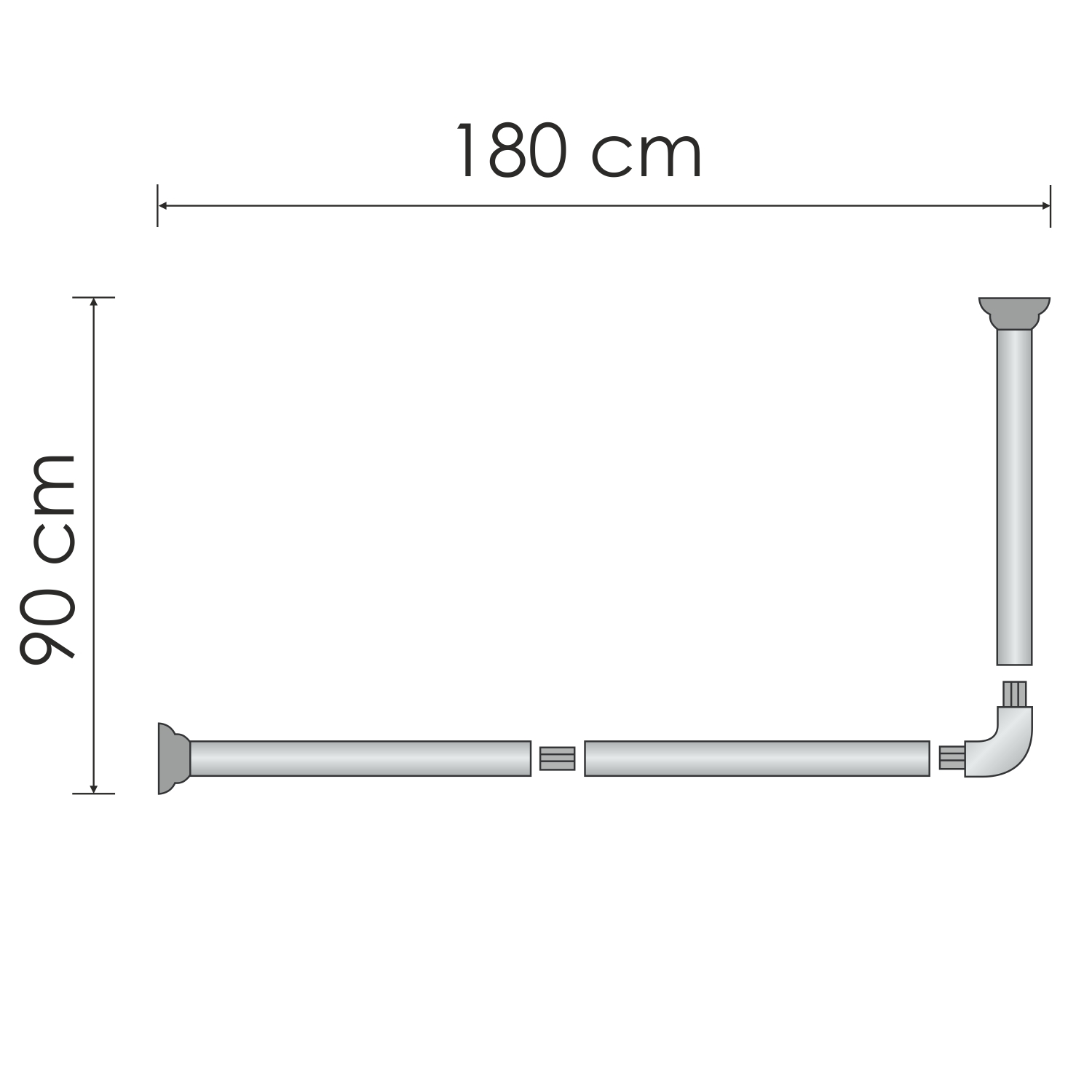 Карниз для ванной WasserKRAFT Elbe 180x90 см Вид№4