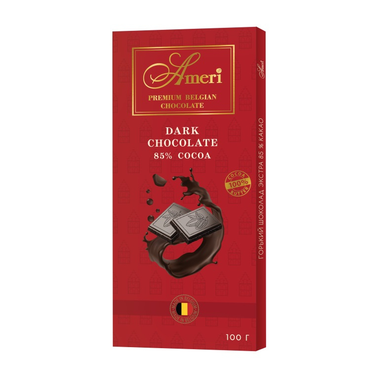 Шоколад горький Ameri экстра 85 % 100 г лента атласная 40 мм × 23 ± 1 м горький шоколад м496