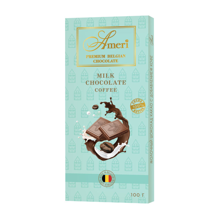Шоколад молочный Ameri с добавлением кофе 100 г шоколад победа вкуса max energy молочный 36% какао без сахара 100 гр