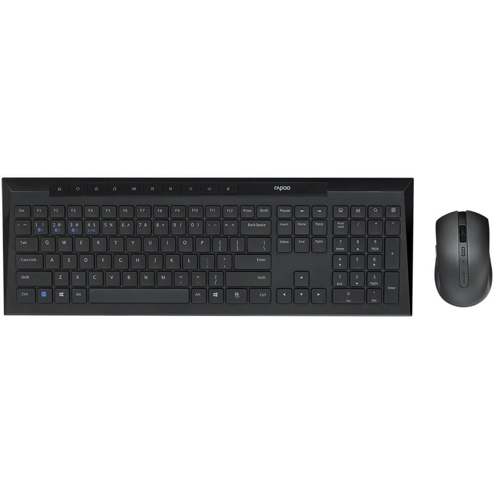 комплект мыши и клавиатуры rapoo 9700м серый 14521 Комплект клавиатуры и мыши Rapoo 8200G черный