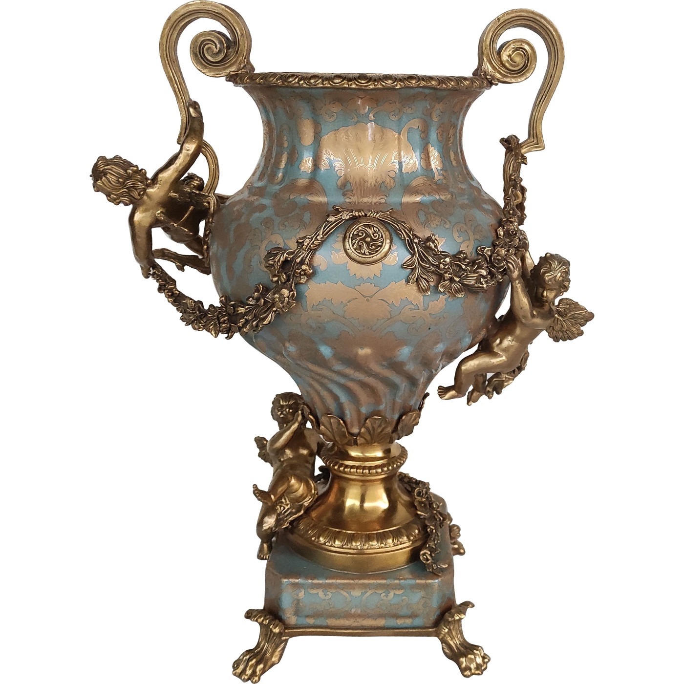 Ваза с ангелами Glasar 33x23x47 см ваза фарфоровая с бронзой 25х20х46 см wah luen handicraft