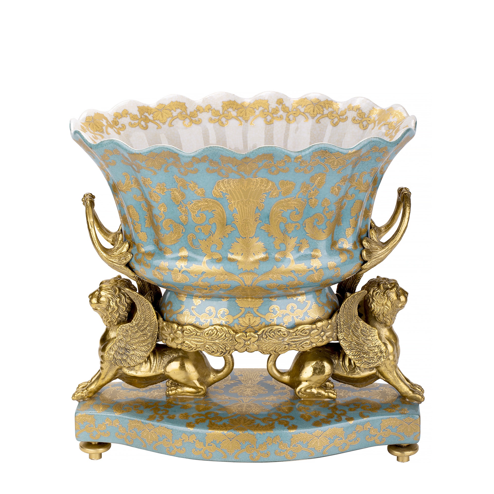 Чаша на крылатых львах Glasar 30х20х30 см чаша glasar синяя с золотым 24х24х12 см
