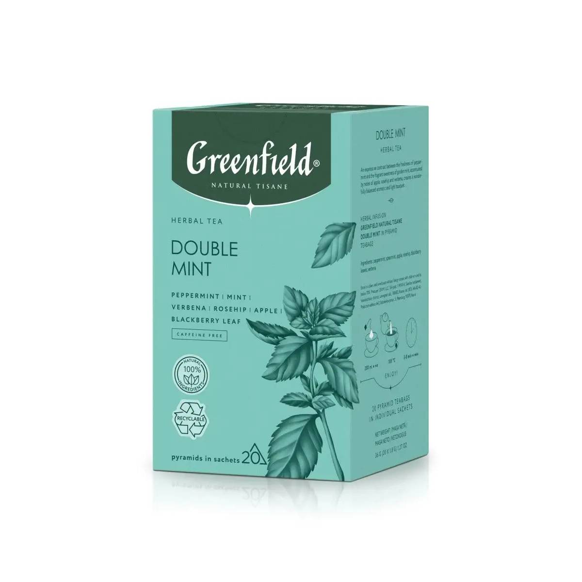 Чай Greenfield Double Mint 20x1,8 г жен костюм арт 19 0360 амарант р 44