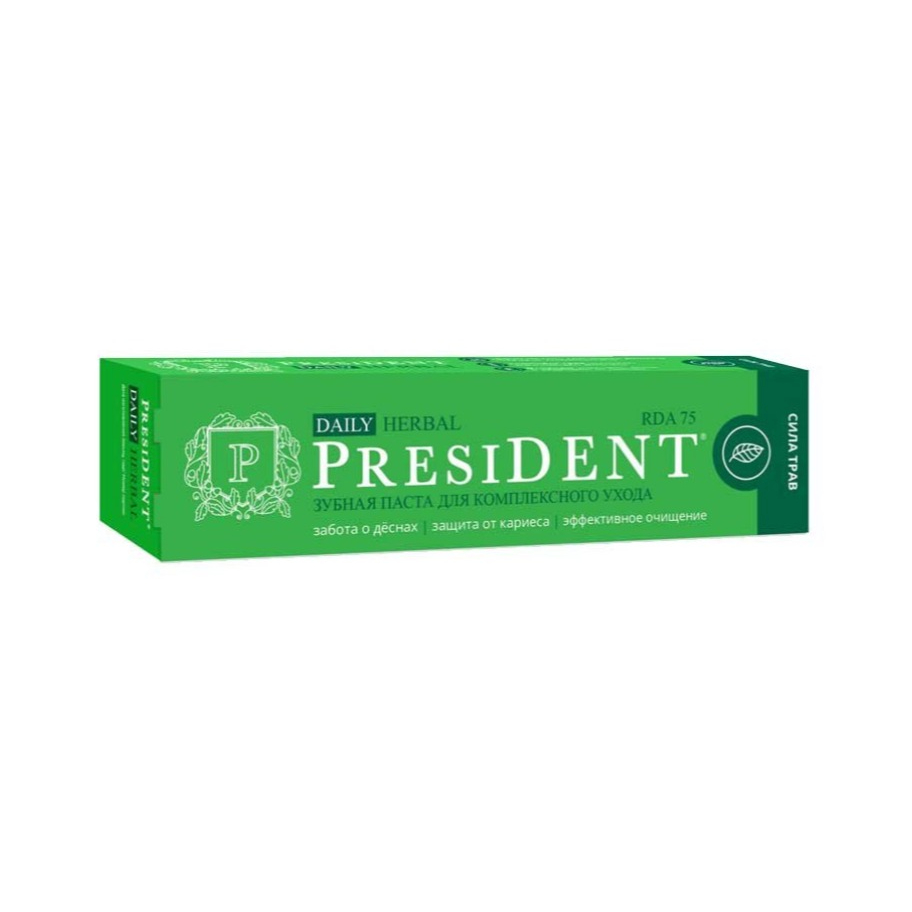Паста зубная President herbal  68г паста зубная president фисташковое мороженое с мятой 75 г