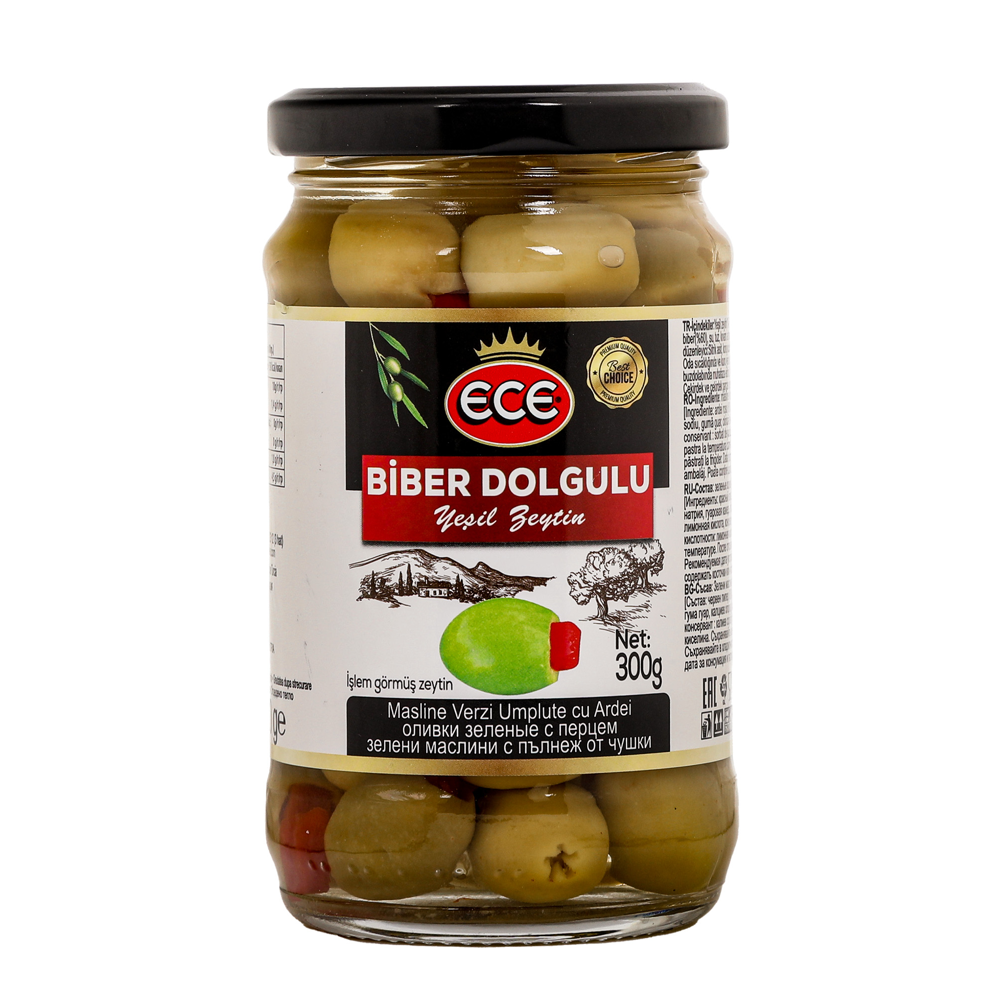 Оливки зеленые Ece с пастой из перца, 300 г оливки d amico зеленые гигантские с косточкой 0 47 л