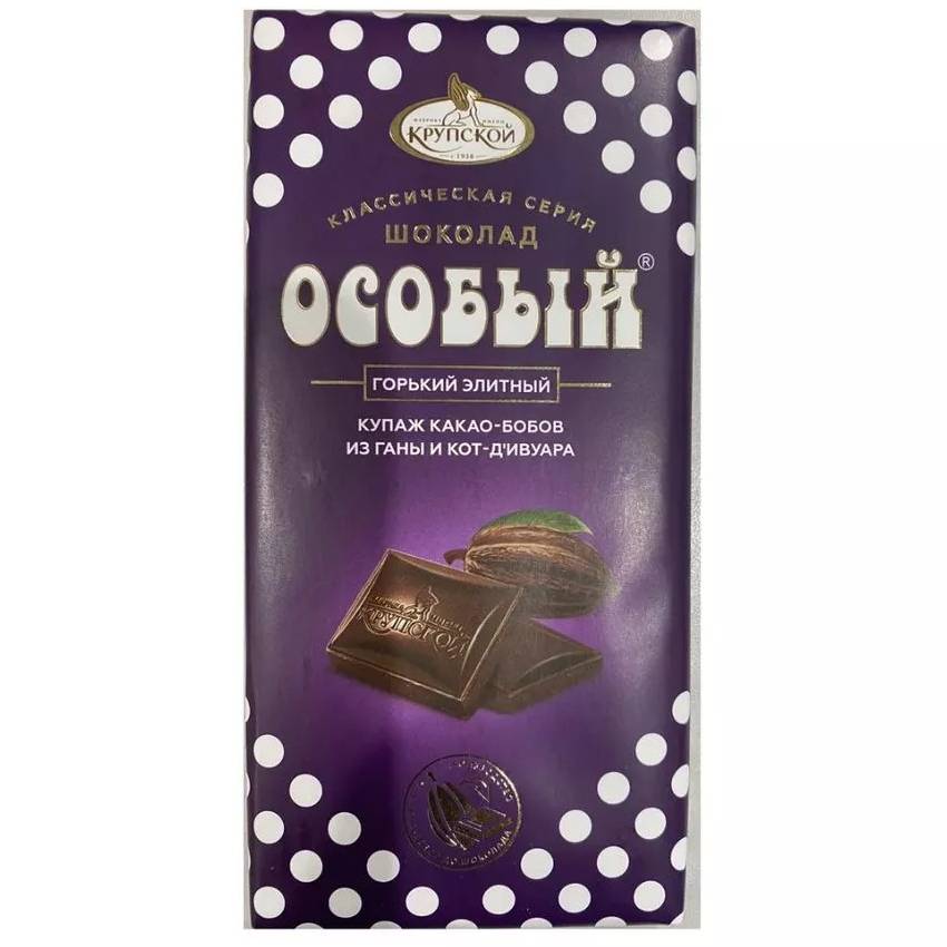 Шоколад горький Фабрика Крупской Особый элитный, 90 г шоколад ozera dark горький какао 55% 90 гр
