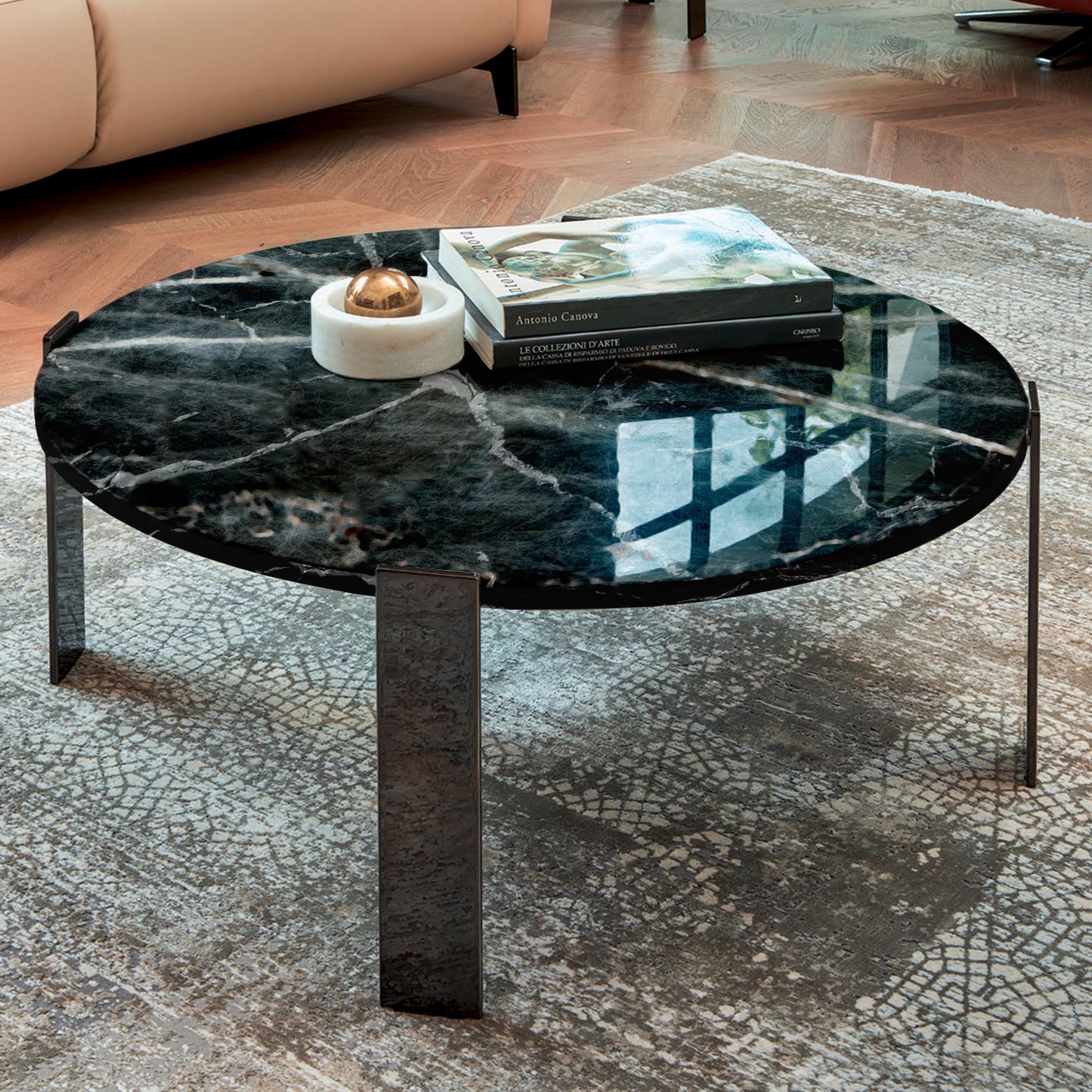 Стол журнальный ROS SRL Sydney круглый мрамор Nero marquina 50 см element marble стол кофейный
