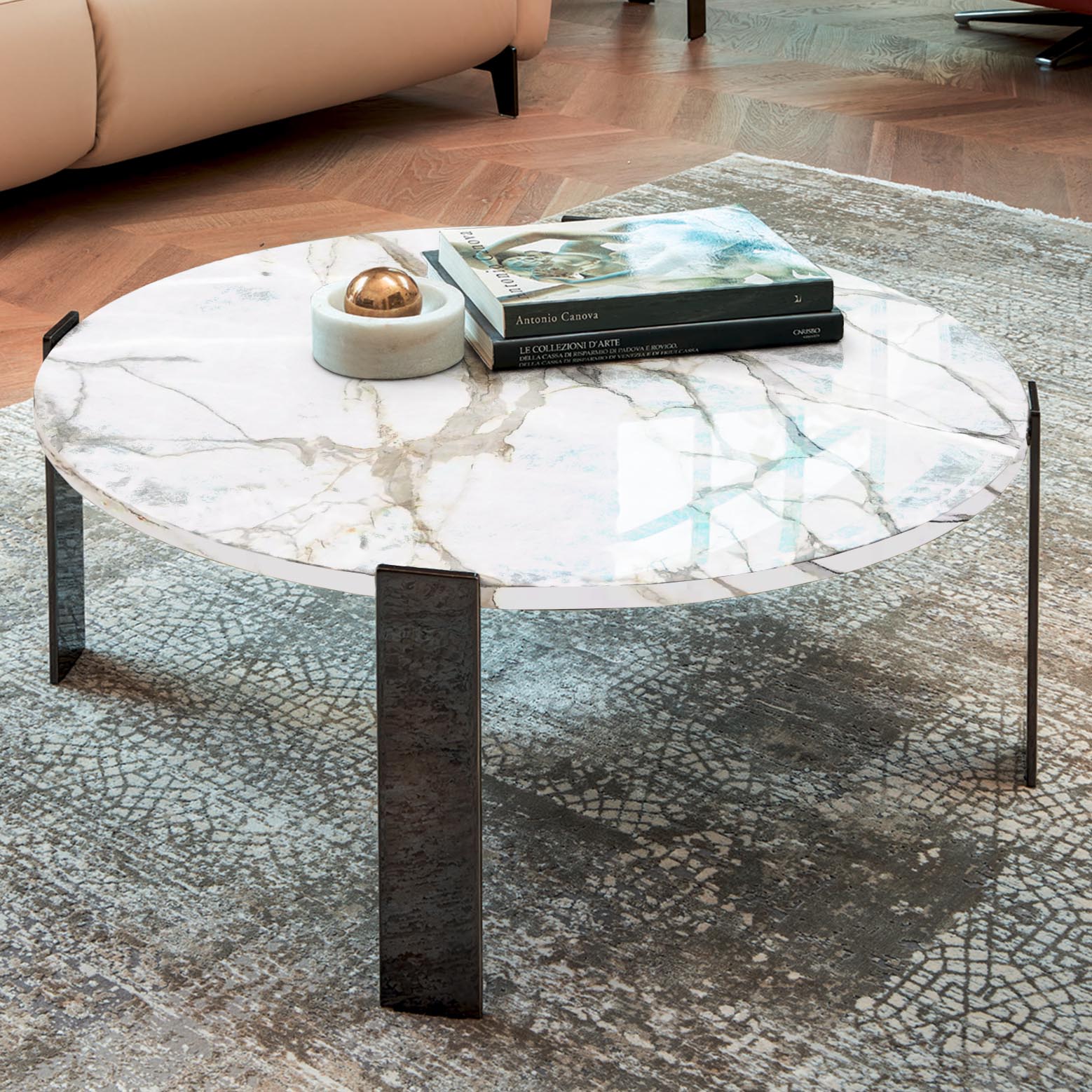 Стол журнальный ROS SRL Sydney круглый мрамор Calacatta oro 50 см gennaro marble стол приставной