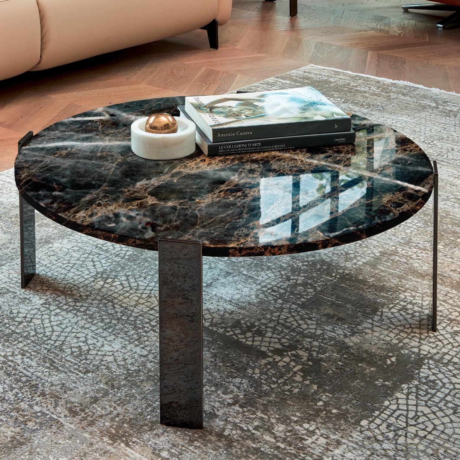 Стол журнальный ROS SRL Sydney круглый мрамор Emperado dark lucido 50 см gennaro marble стол приставной