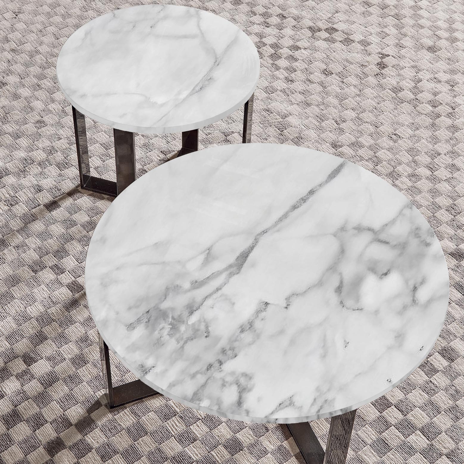 Стол журнальный ROS SRL Gatwick мрамор Carrara 80 см, цвет титанио