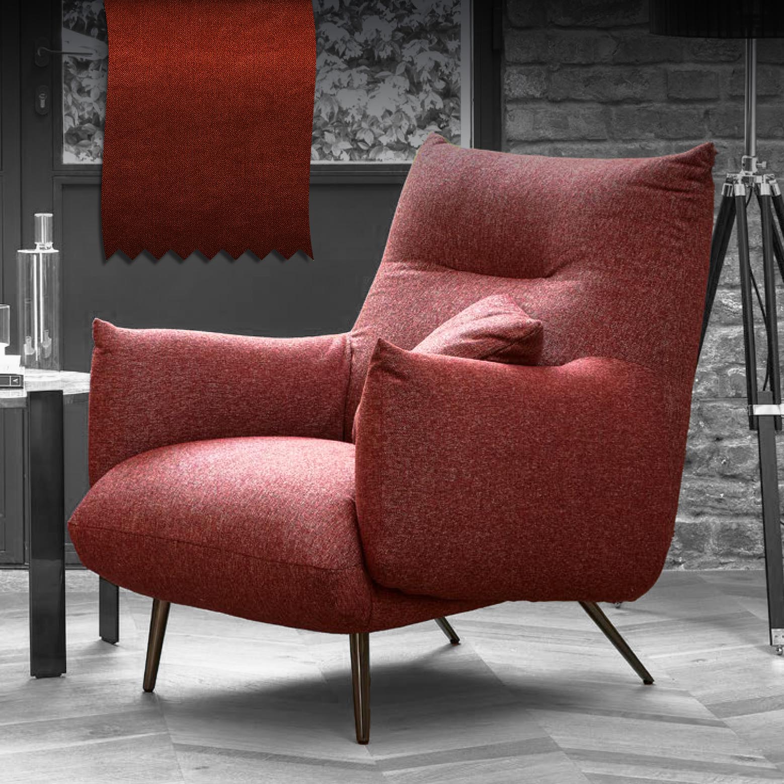 Кресло ROS SRL Rodi ткань Brera 304 79х95х92 см, цвет темно-красный
