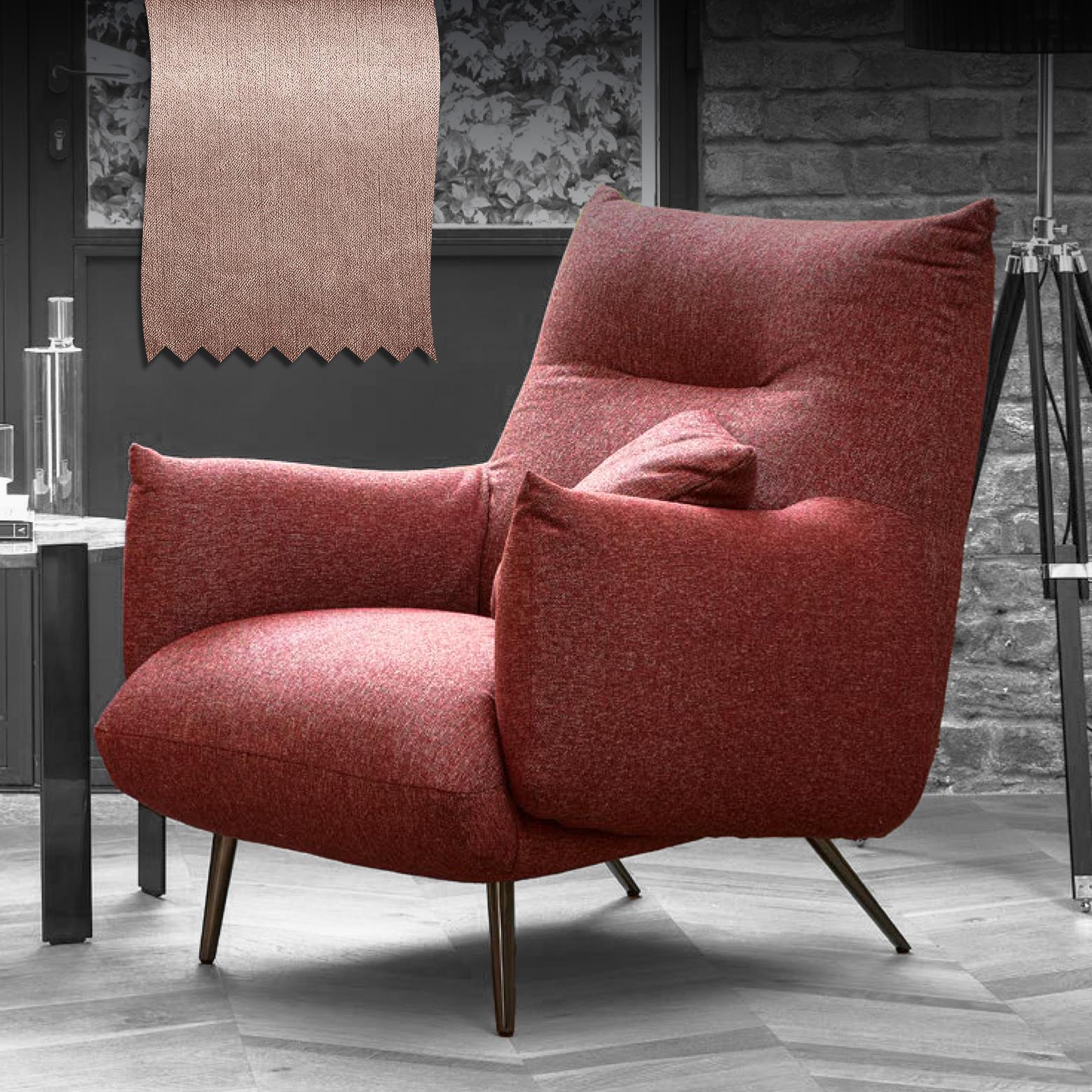 Кресло ROS SRL Rodi ткань Brera 006 79х95х92 см, цвет розовый