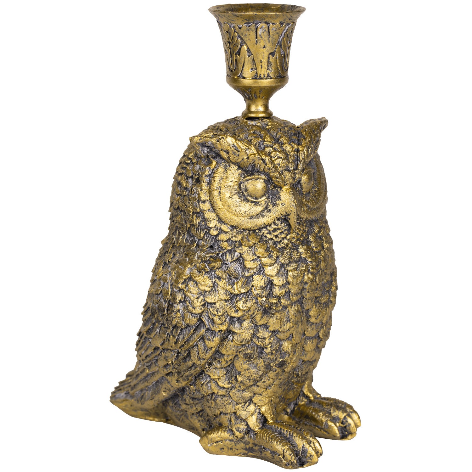 Подсвечник Glasar Сова 13х9х18 см бронзовые часы в виде совы