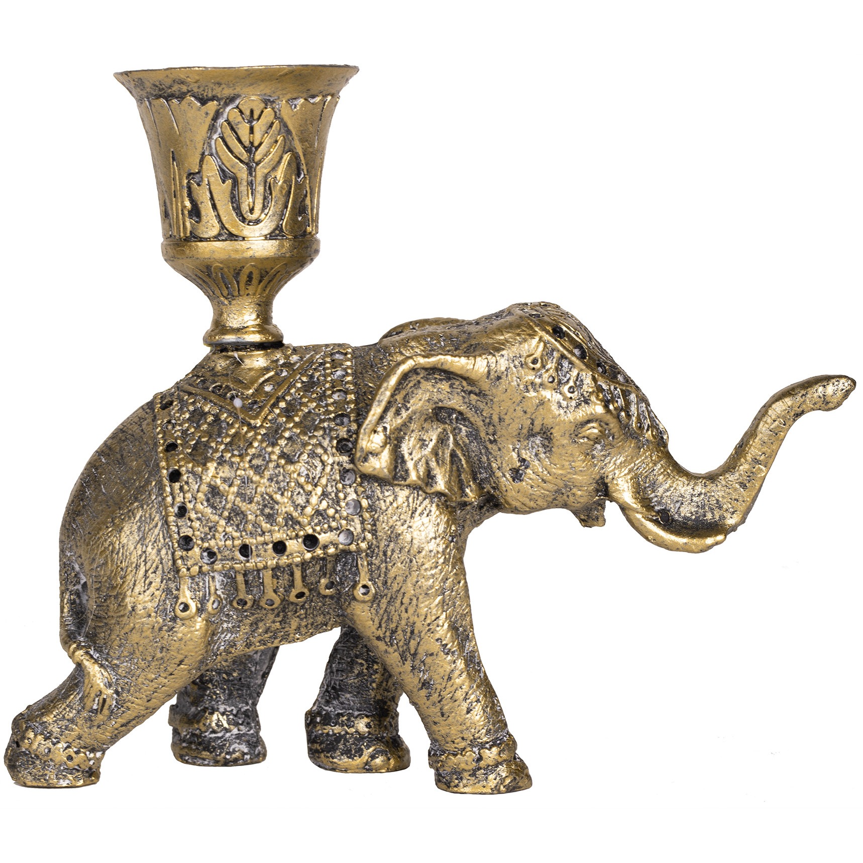 сувенир полистоун подсвечник зеркальные вставки индийский слон на камне 12 5х6 5х3 см Подсвечник Glasar Слон 13х5х11 см