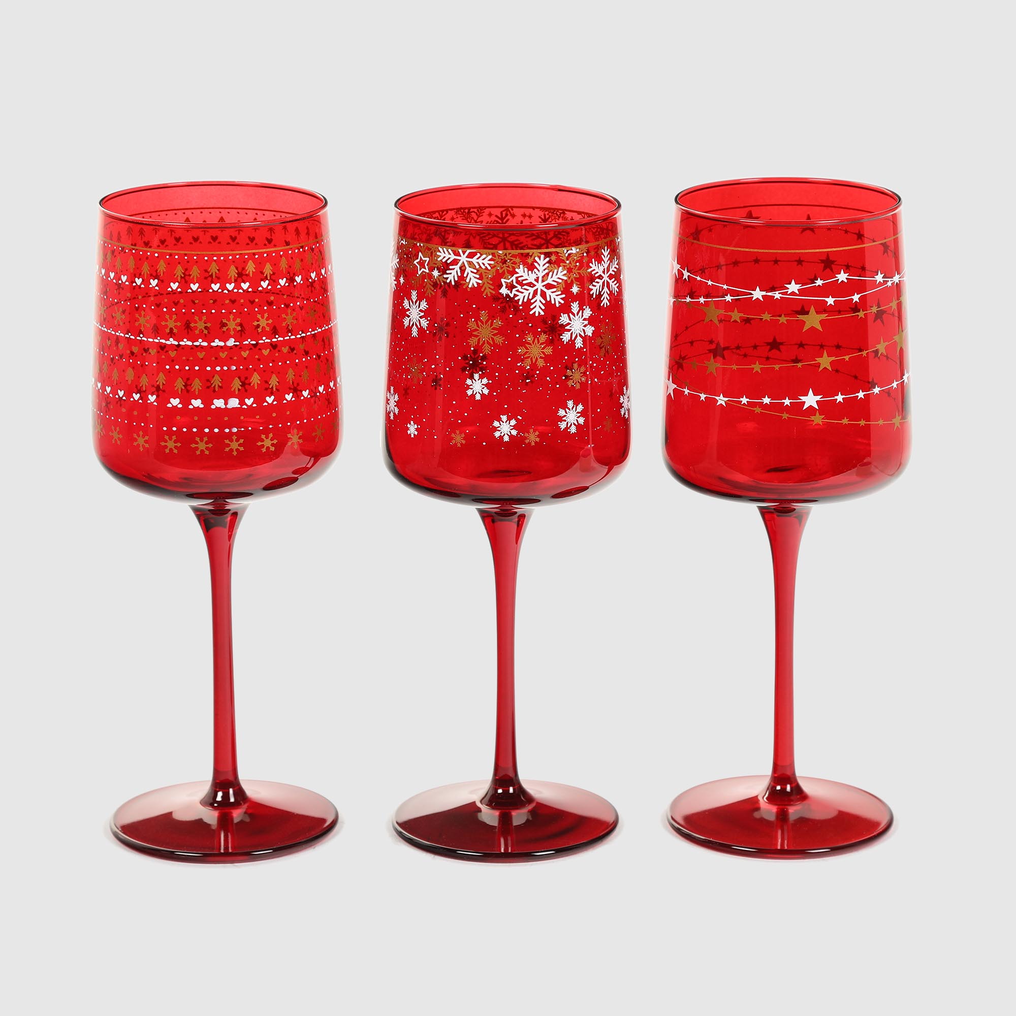 Набор бокалов Mercury Tableware Elegant red star 320 мл 6 шт, цвет красный - фото 2