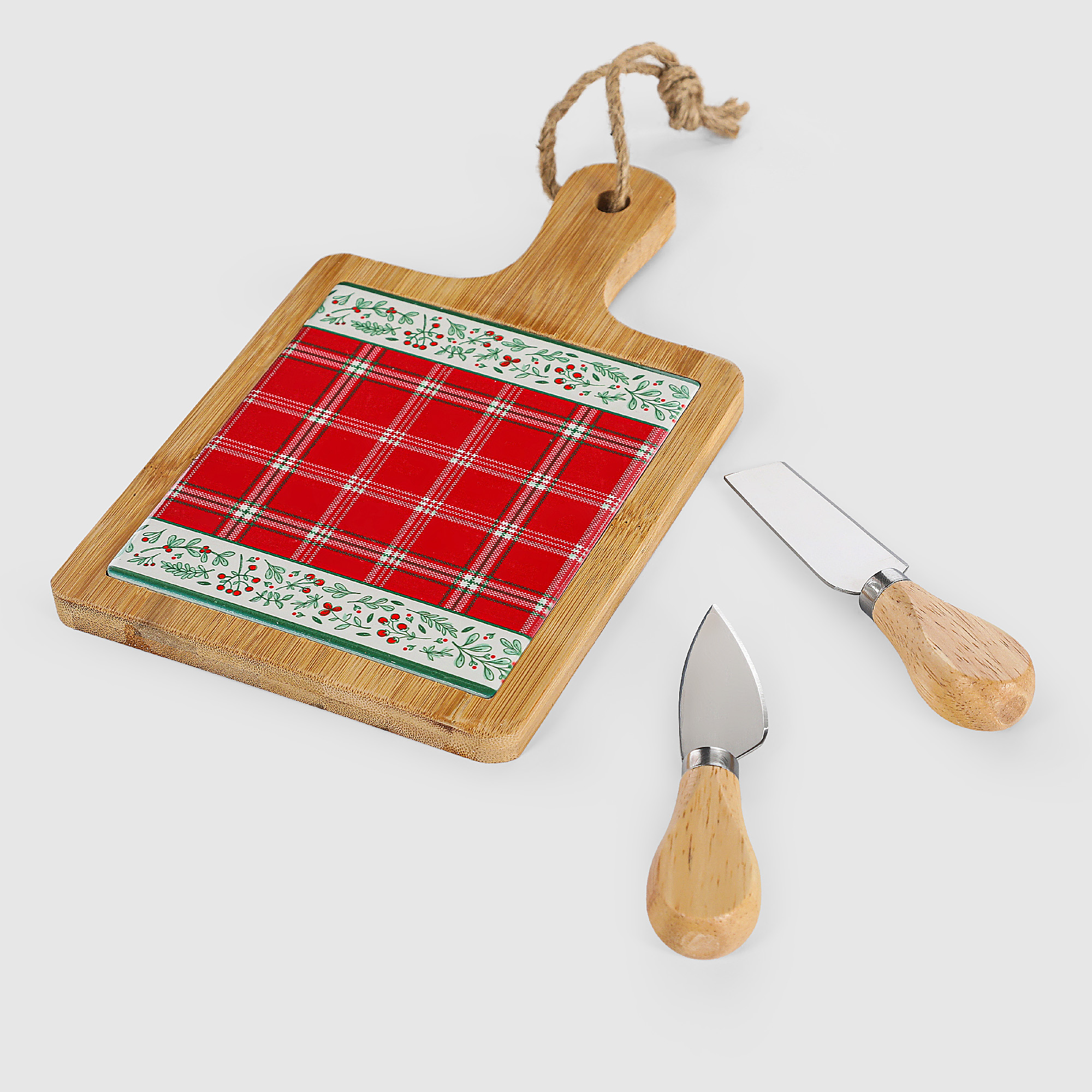 Доска разделочная с ножами Mercury Tableware-64307 24х15 см в ассортименте, цвет натуральное дерево, красный, зеленый - фото 2