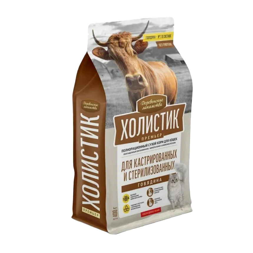 Корм ДЕРЕВЕНСКИЕ ЛАКОМСТВА Холистик говядина, 400 г