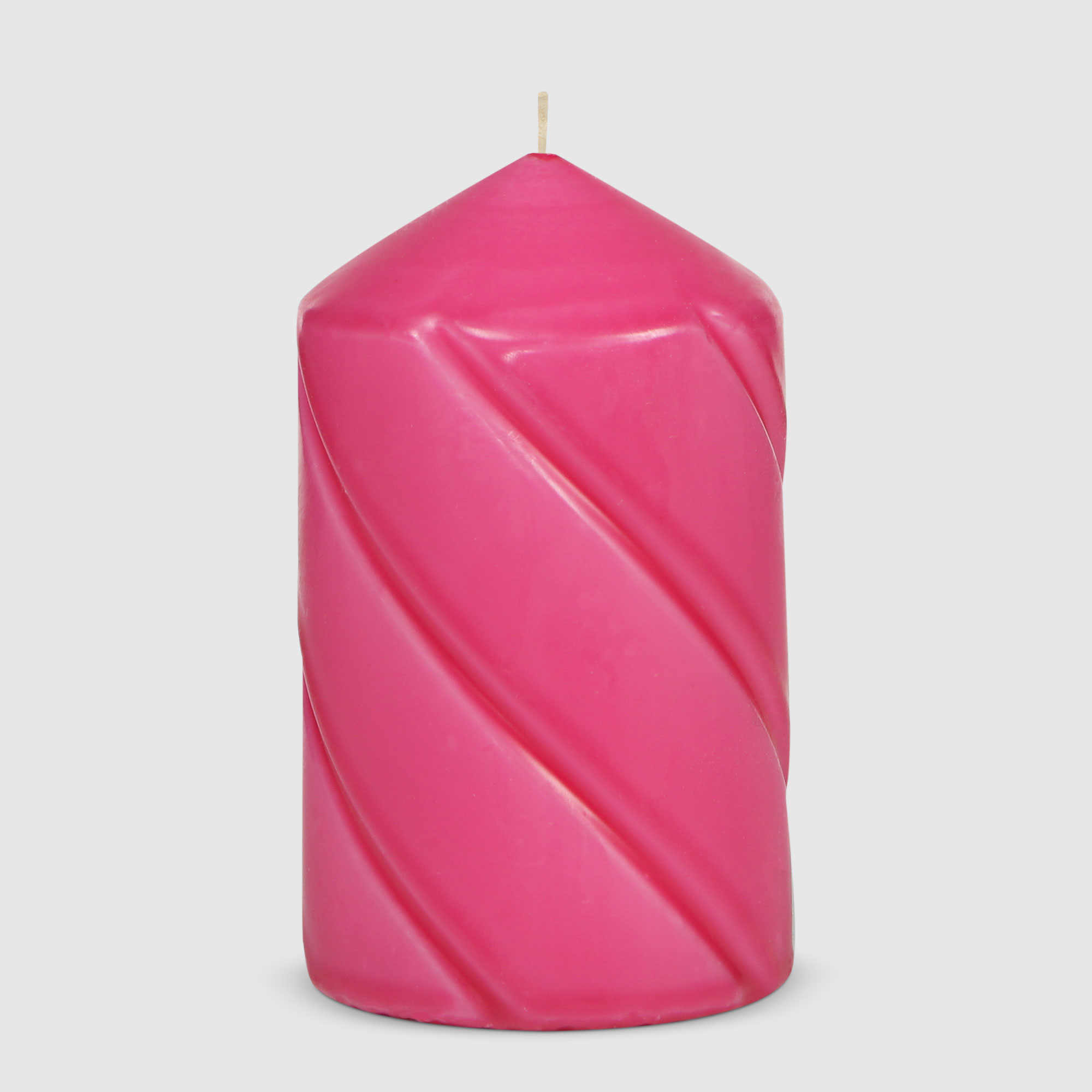 Свеча столбик витой Home Interiors розовый 7х12 см
