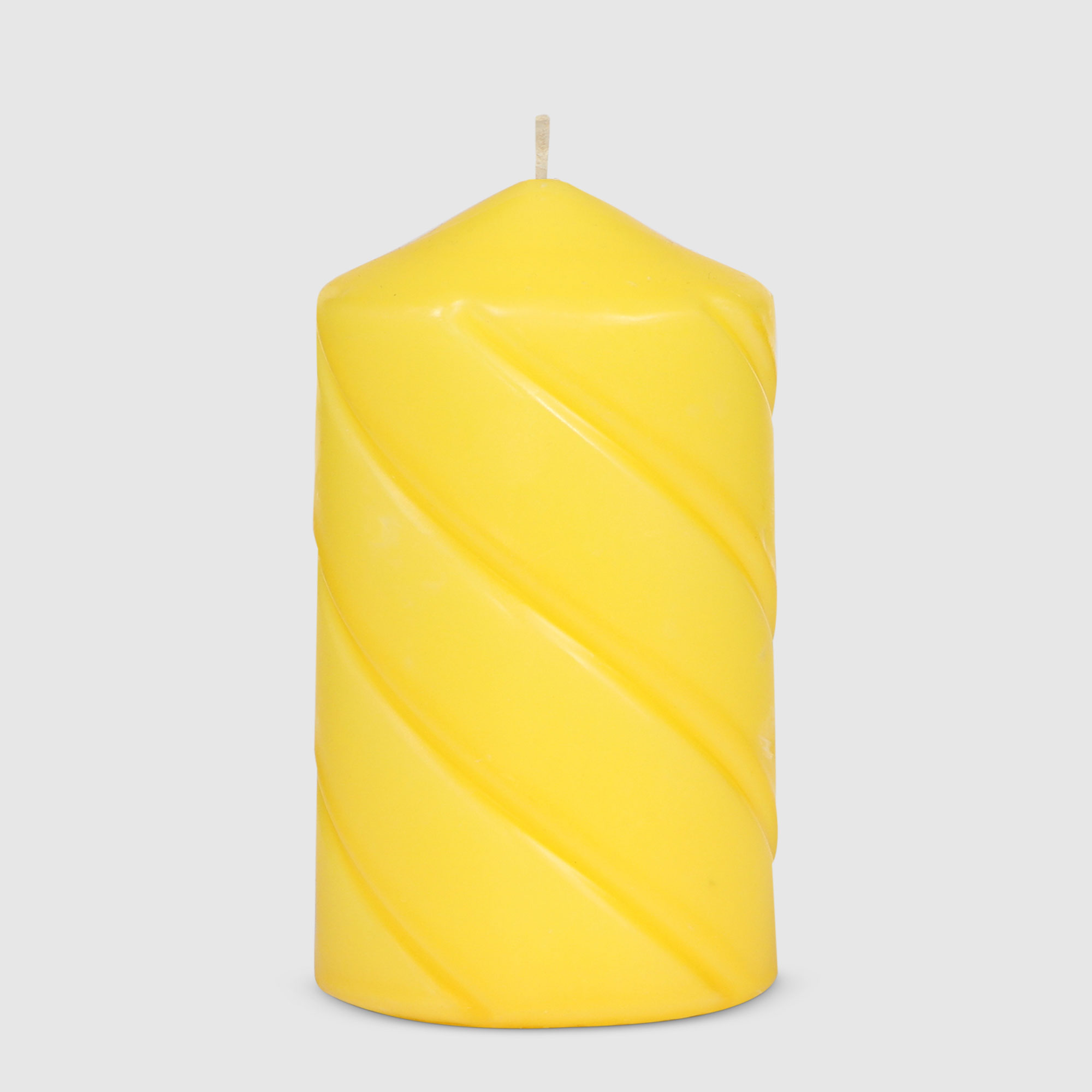 Свеча столбик витой Home Interiors желтый 7х12 см