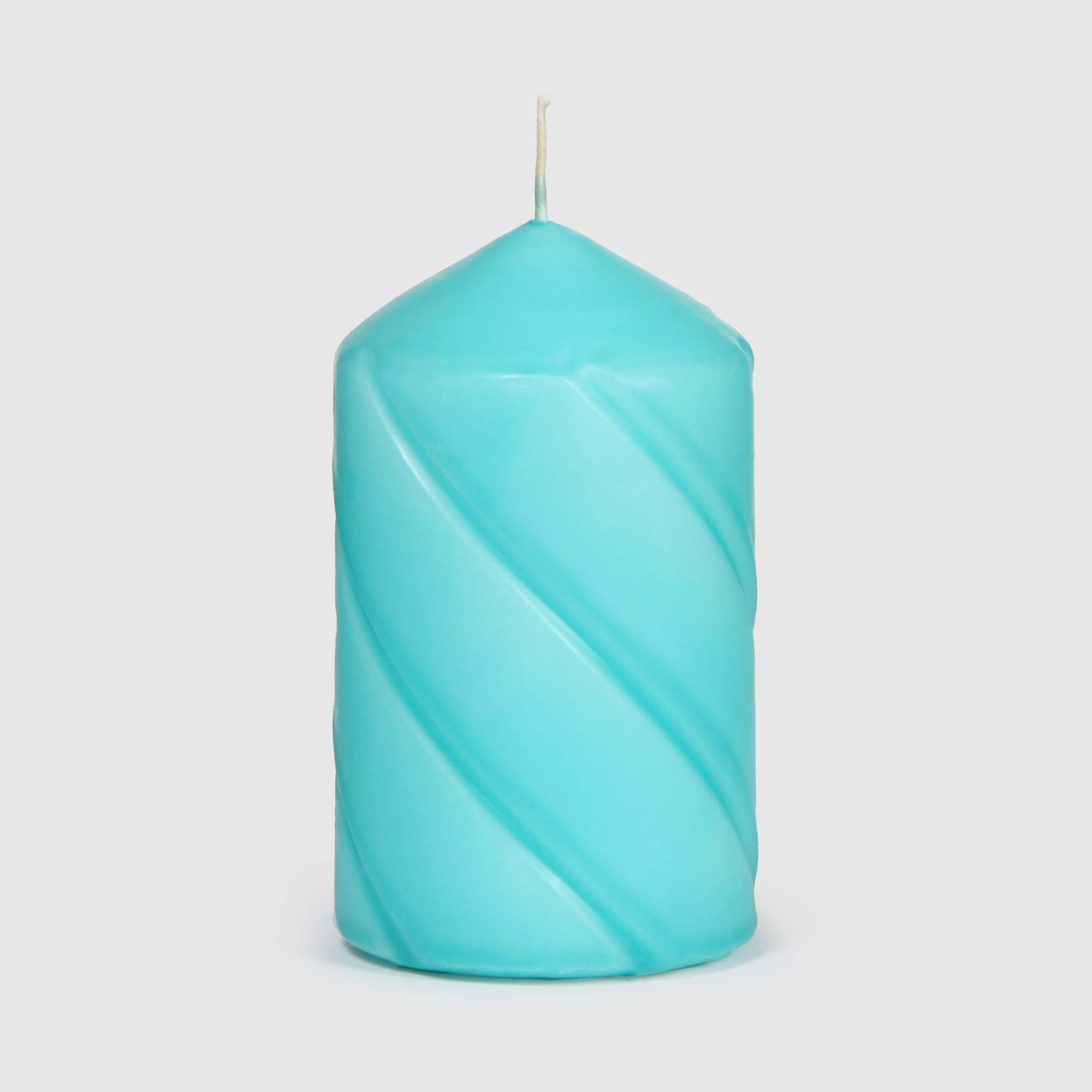 Свеча столбик витой Home Interiors голубой 7х12 см