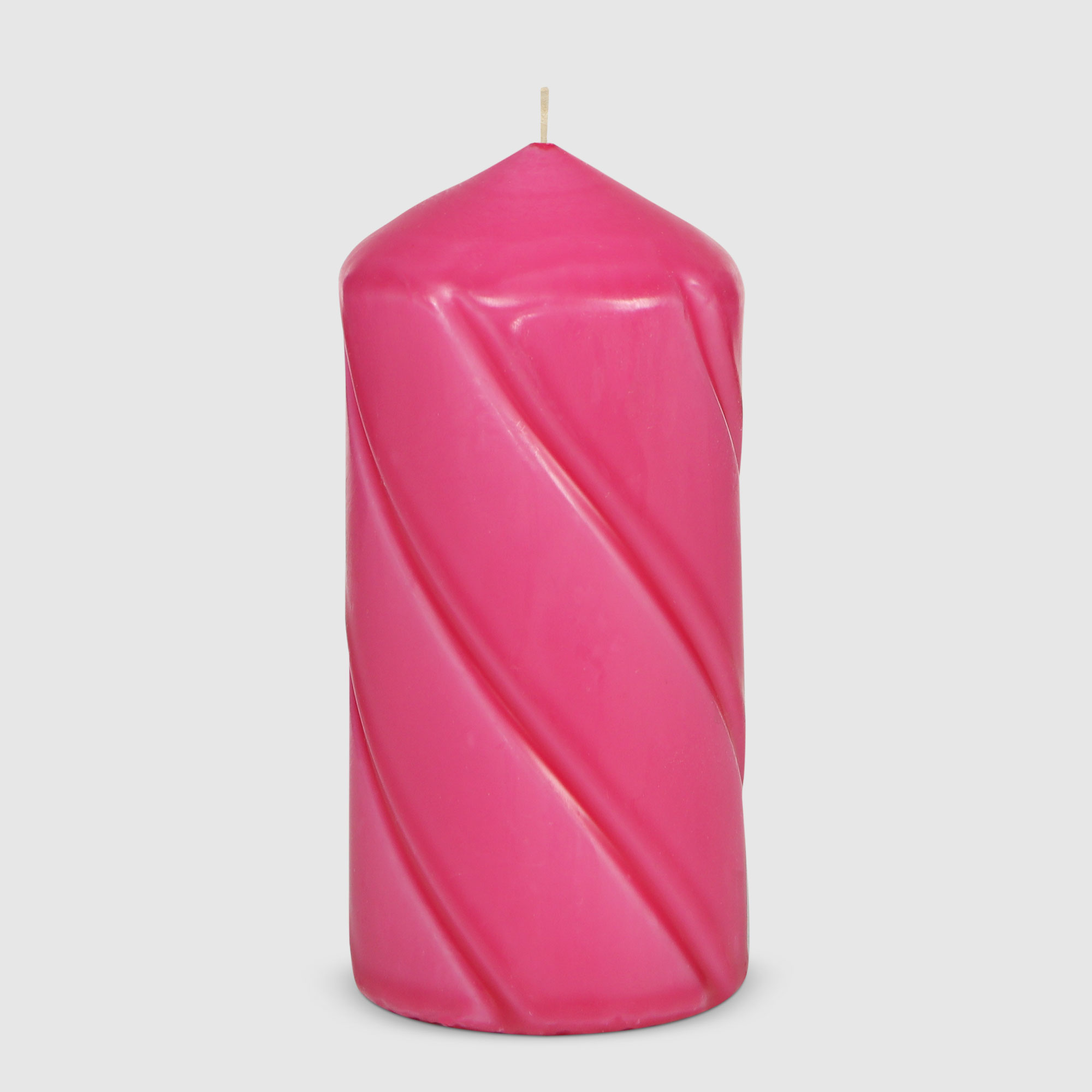 Свеча столбик витой Home Interiors розовый 7х15 см