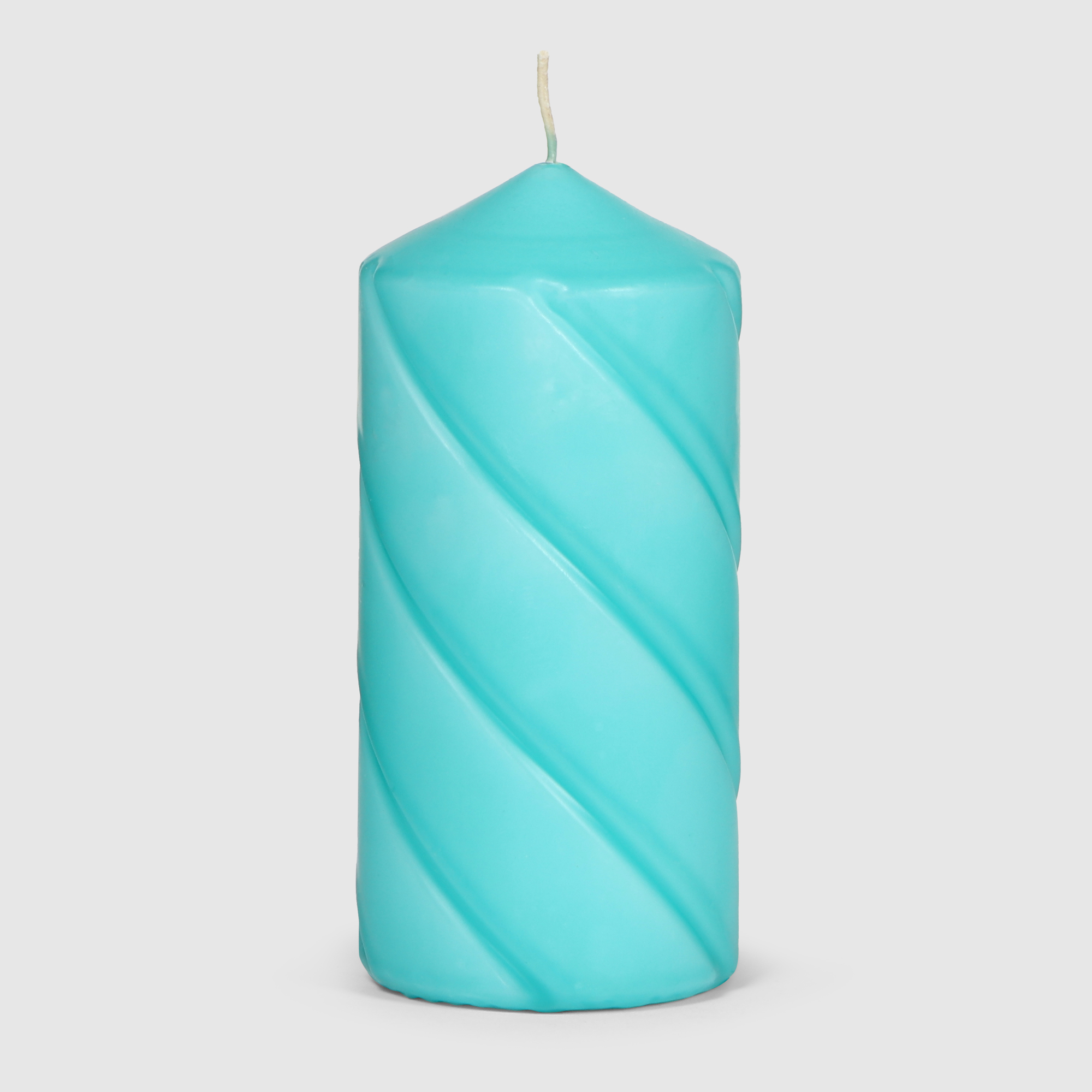 Свеча столбик витой Home Interiors голубой 7х15 см