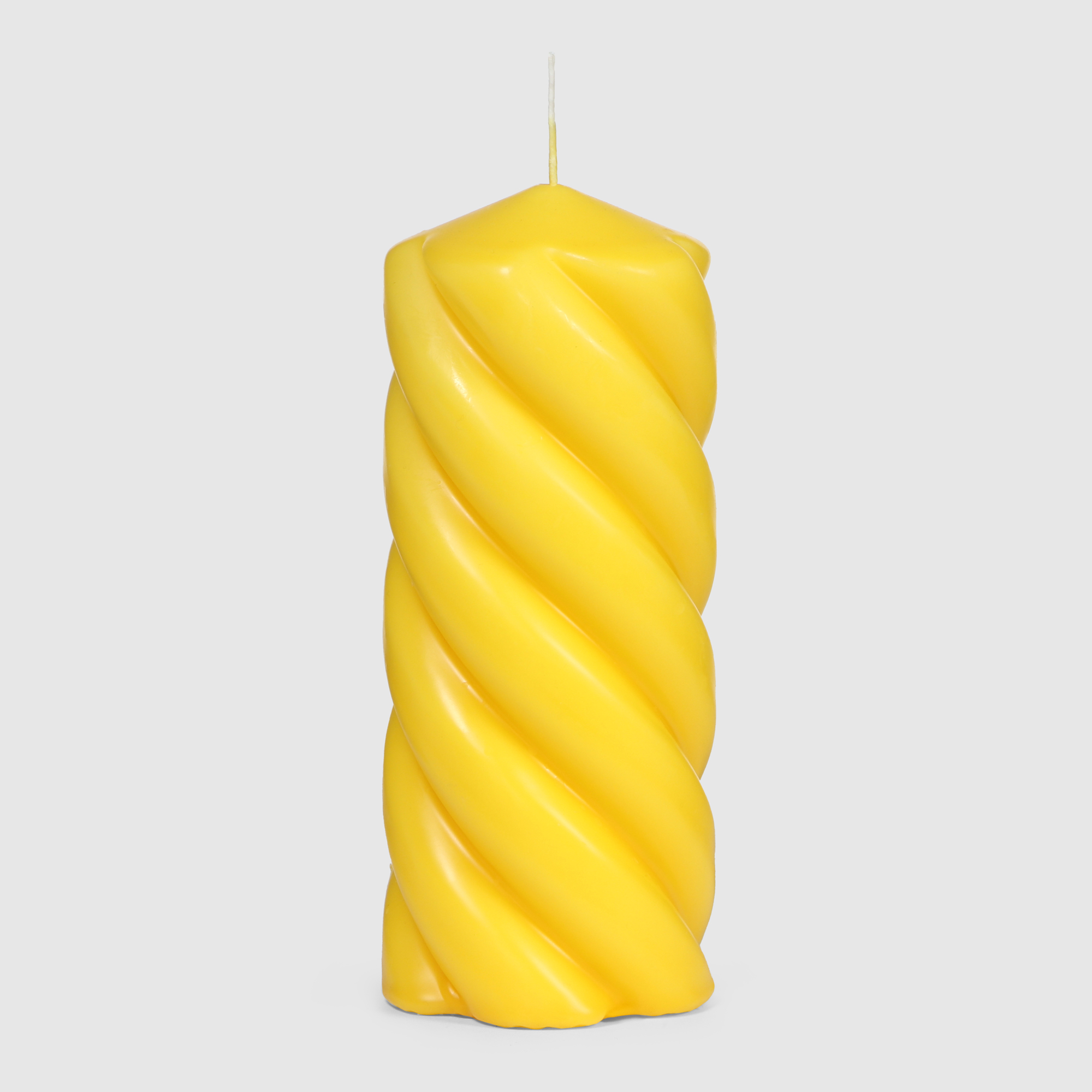 Свеча столбик витой Home Interiors желтый 8х20 см