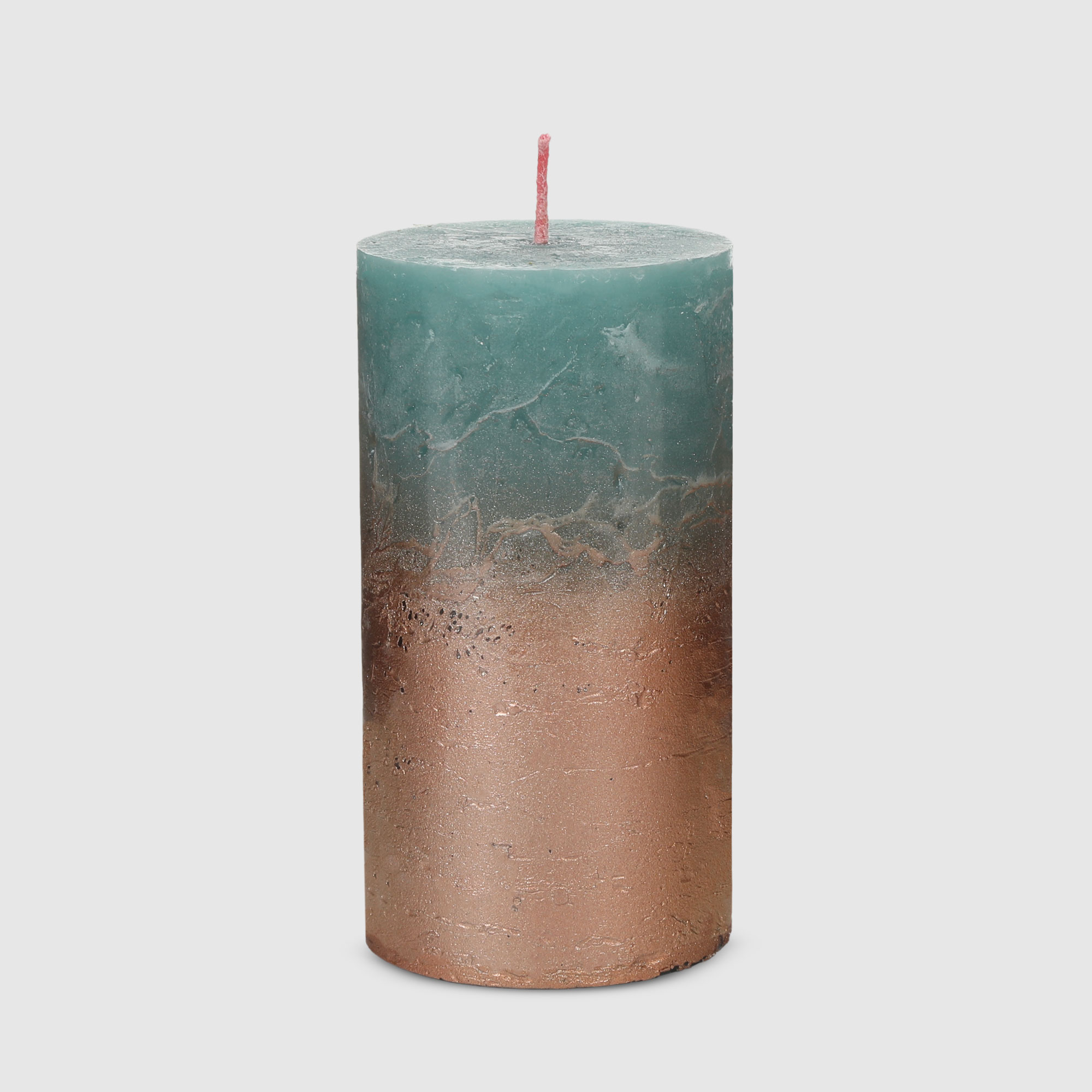 Свеча столбик рустик Home Interiors зеленый+лак 7х13 см новогодняя свеча столбик
