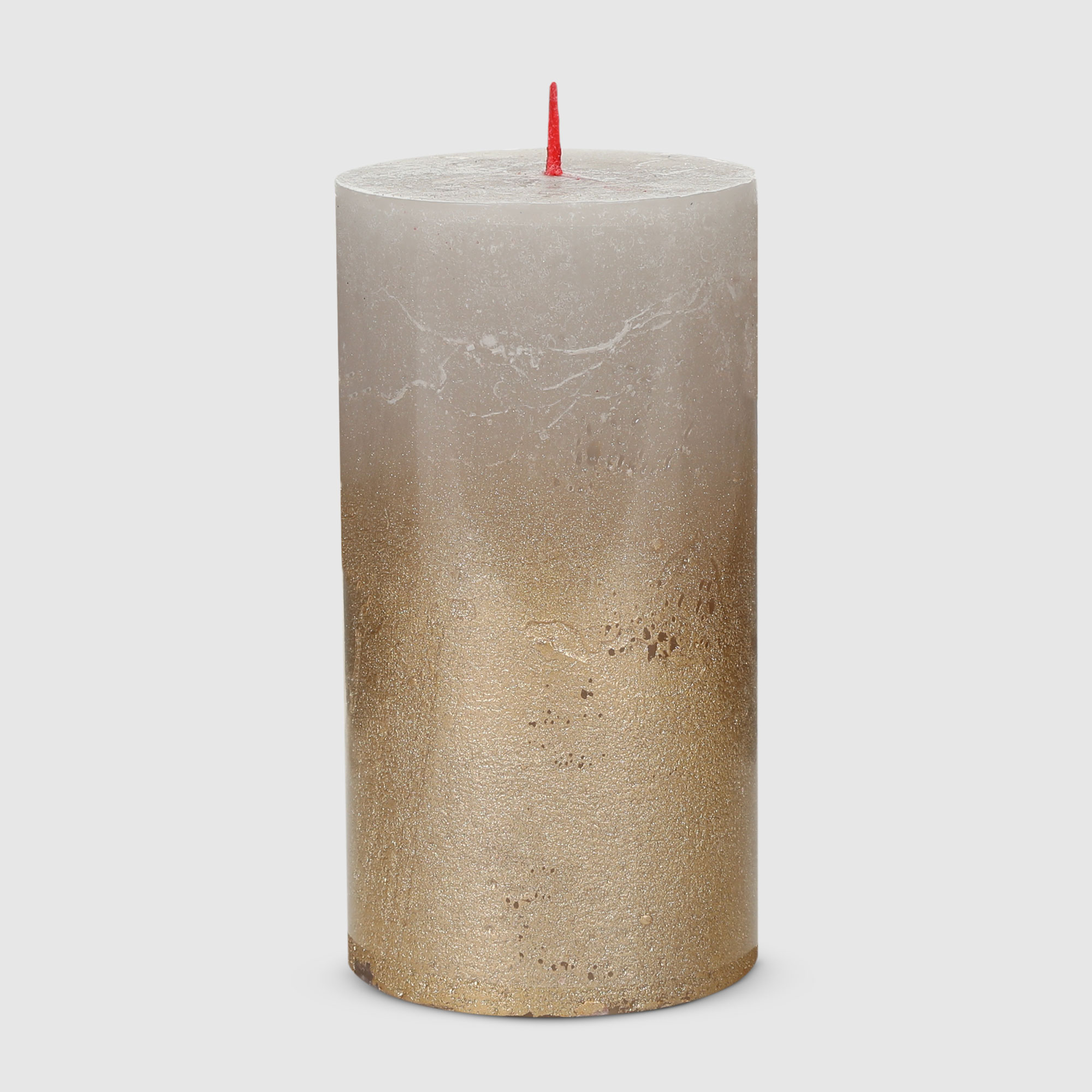 Свеча столбик рустик Home Interiors серый+лак 7х13 см