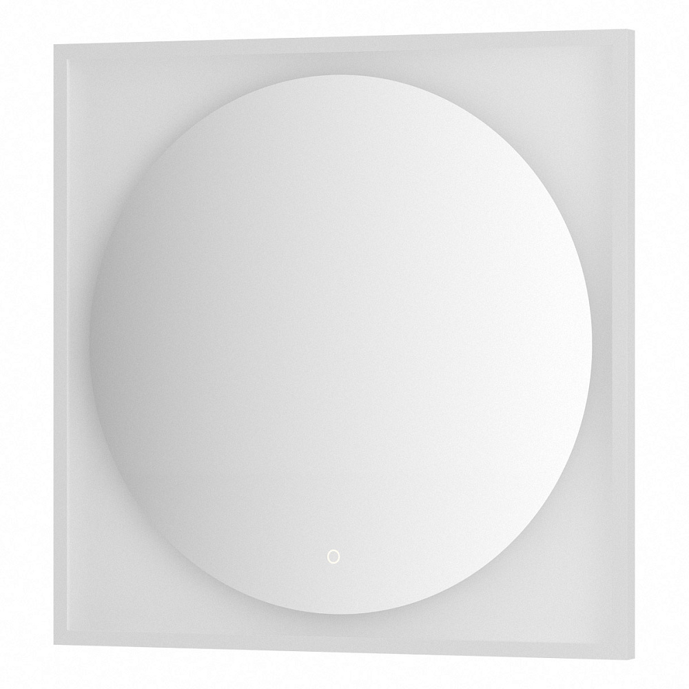 Зеркало Defesto Еclipse 80х80 18W белая рама, с LED-подсветкой, сенсорный выключатель, теплый свет