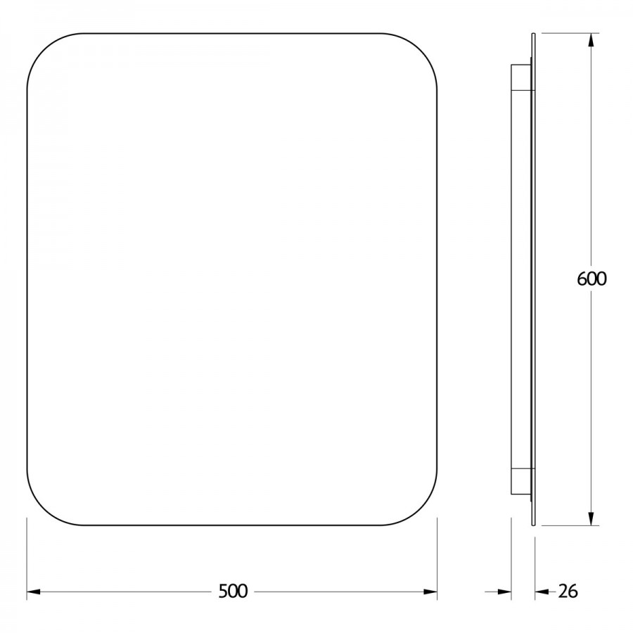 Зеркало Defesto Opti 50x60 19W с LED-подсветкой, сенсорный выключатель, нейтральный свет Вид№2