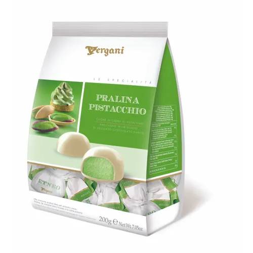 Конфеты Vergani белый шоколад пралине-фисташки-крем, 200 г фисташки витамин соленые 190 г