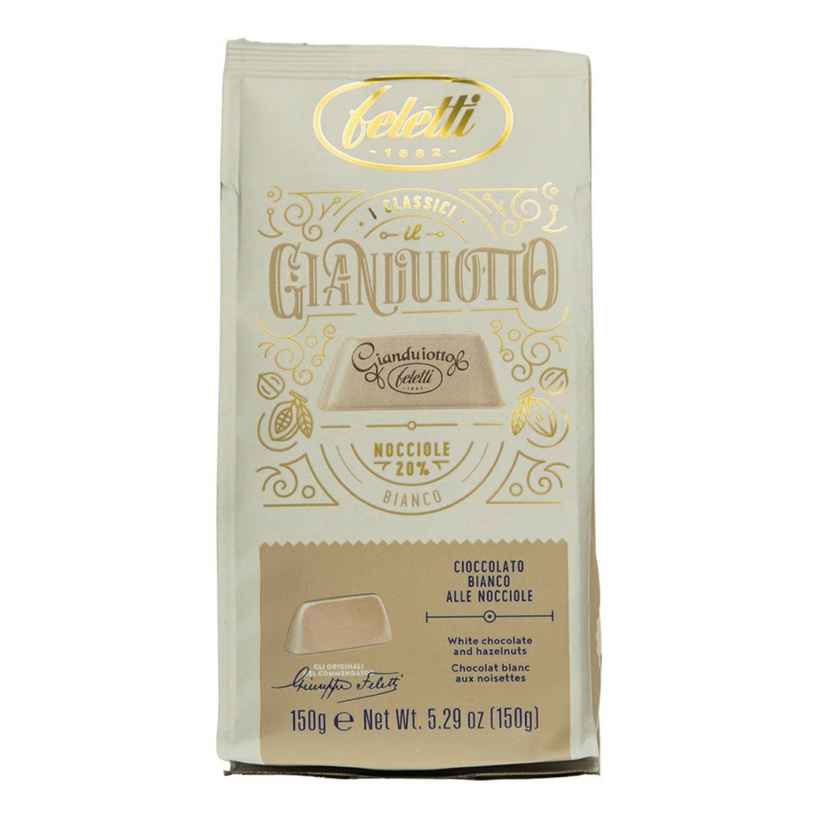 Конфеты шоколадные Feletti Bianco фундук, 150 г трубочки cizmeci time вафельные какао фундук 240 г