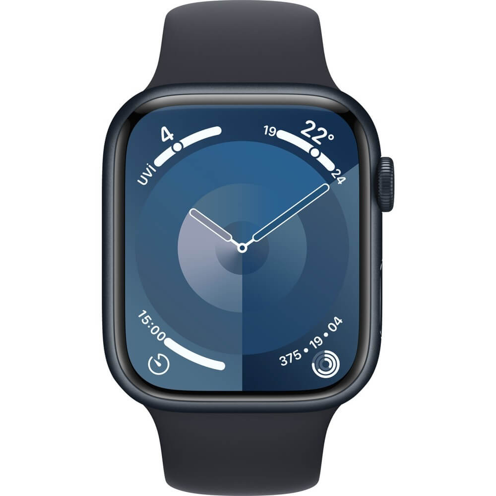 фото Смарт-часы apple watch series 9 45 мм m/l спортивный ремешок черный