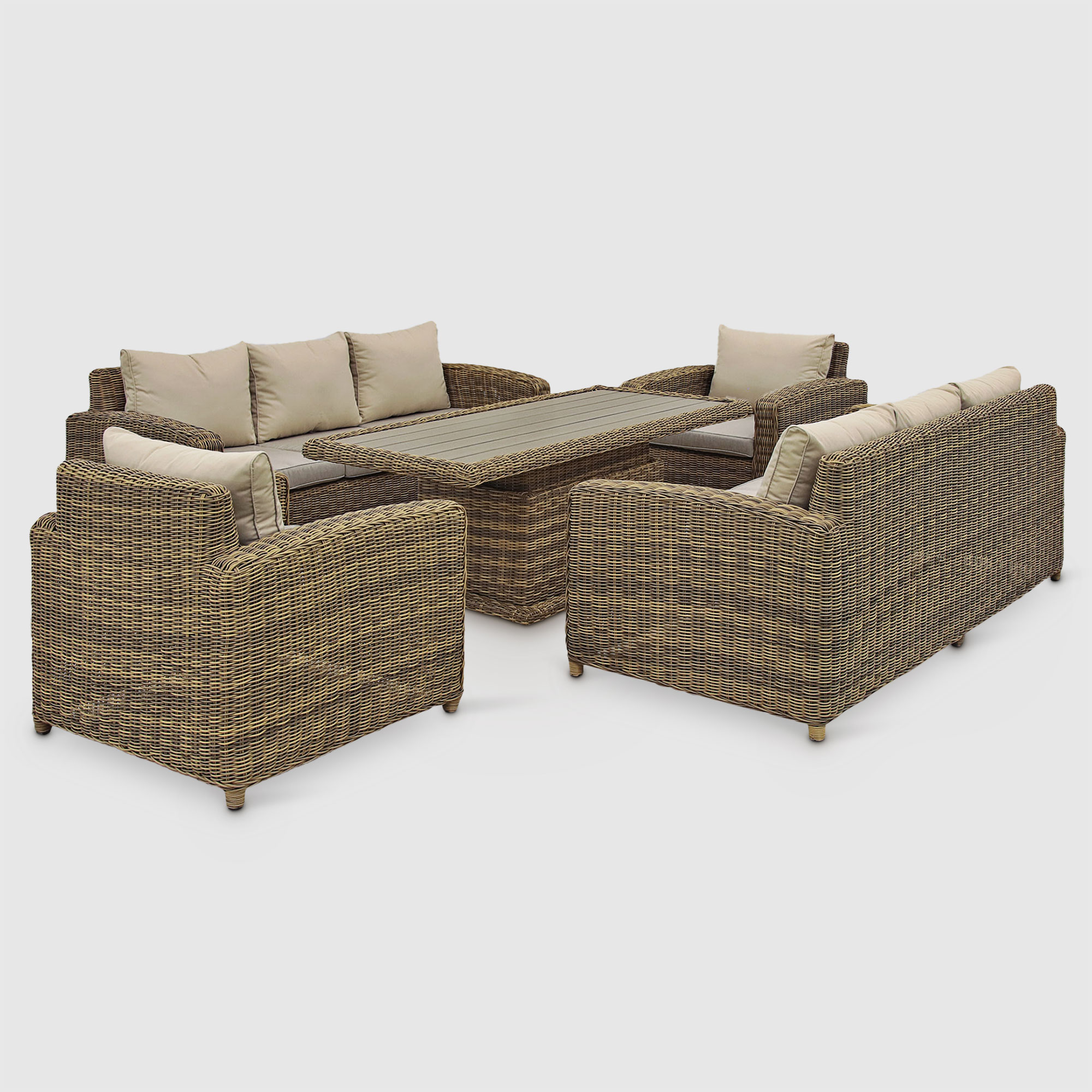 Комплект садовой мебели Yuhang коричнево-бежевый из 5 предметов, цвет коричневый, размер 210х87х81